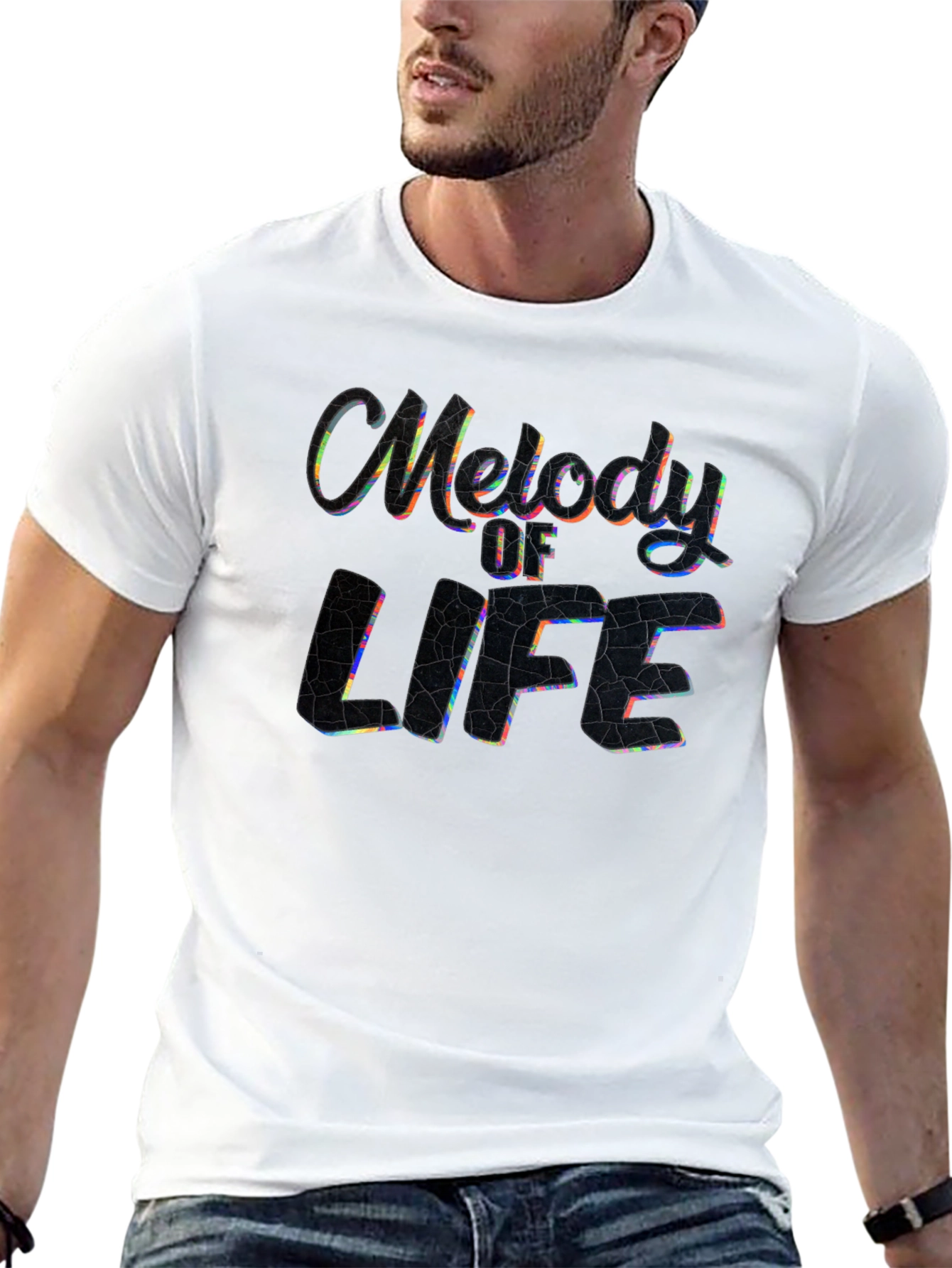 Melody of Life Graphic Print Black T-Shirt