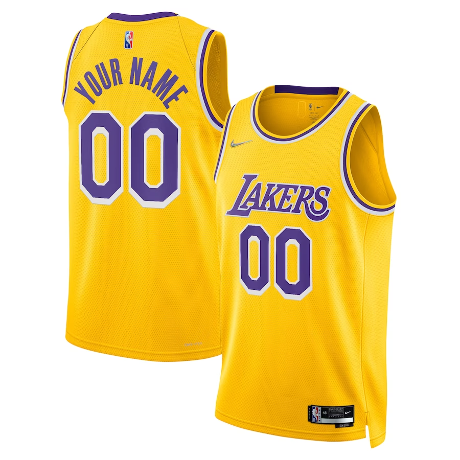 Men's Los Angeles Lakers Gold 2021/22 Diamond Swingman Custom Jerseys - Icon Edition