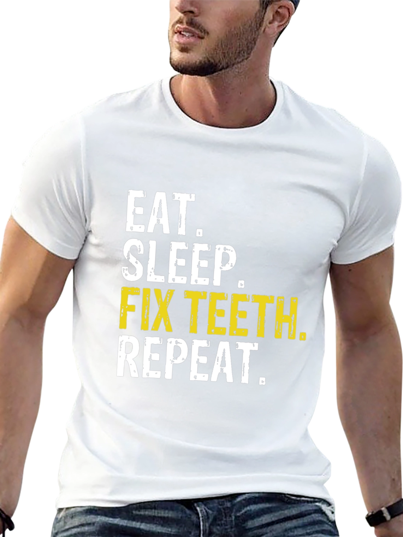 Eat Sleep Fix Teeth Repeat Black T-Shirt