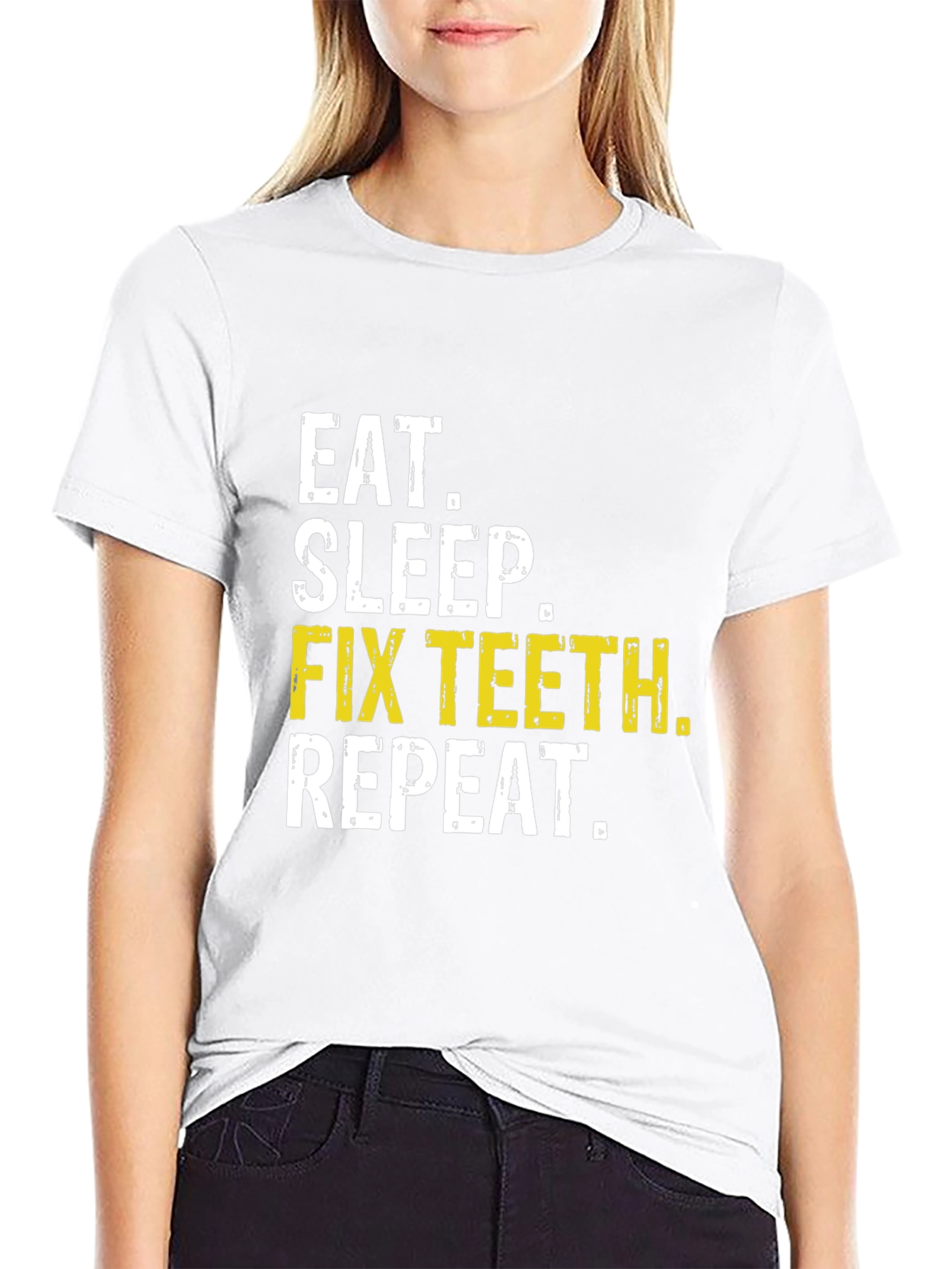 Eat Sleep Fix Teeth Repeat Black T-Shirt
