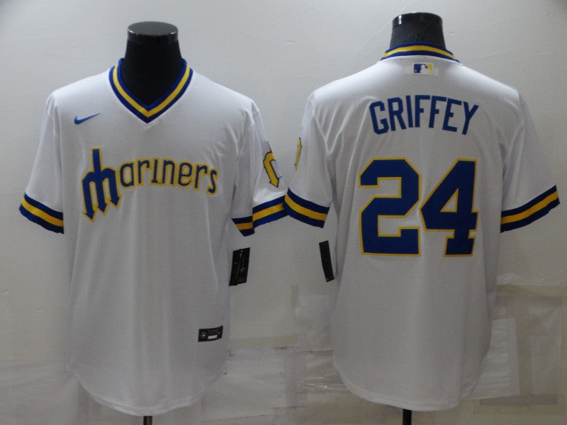 Men's Seattle Mariners Ken Griffey Jr. #24 White Replica Player Jerseys