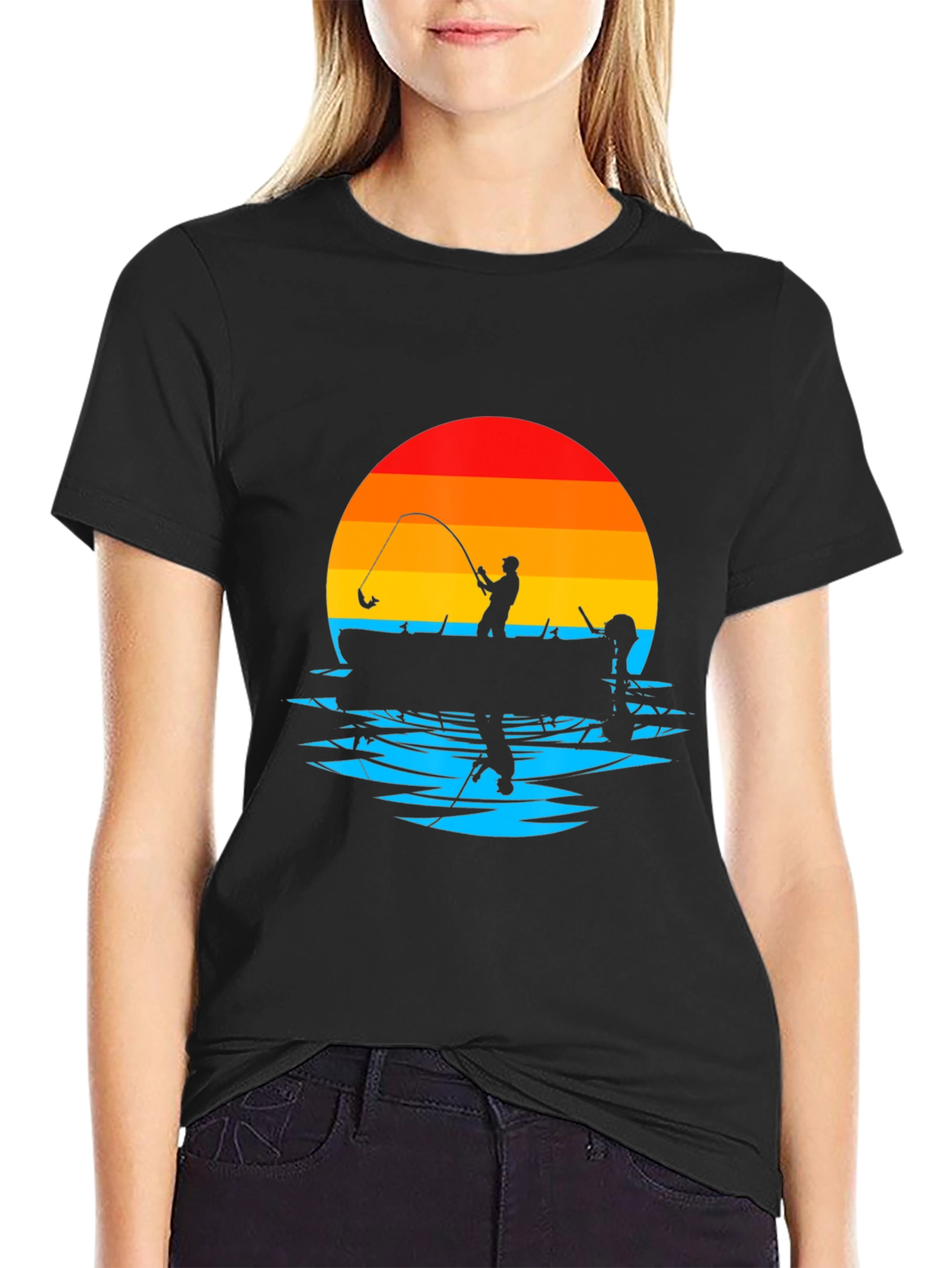Fisherman Sunset Graphic Tee - Black