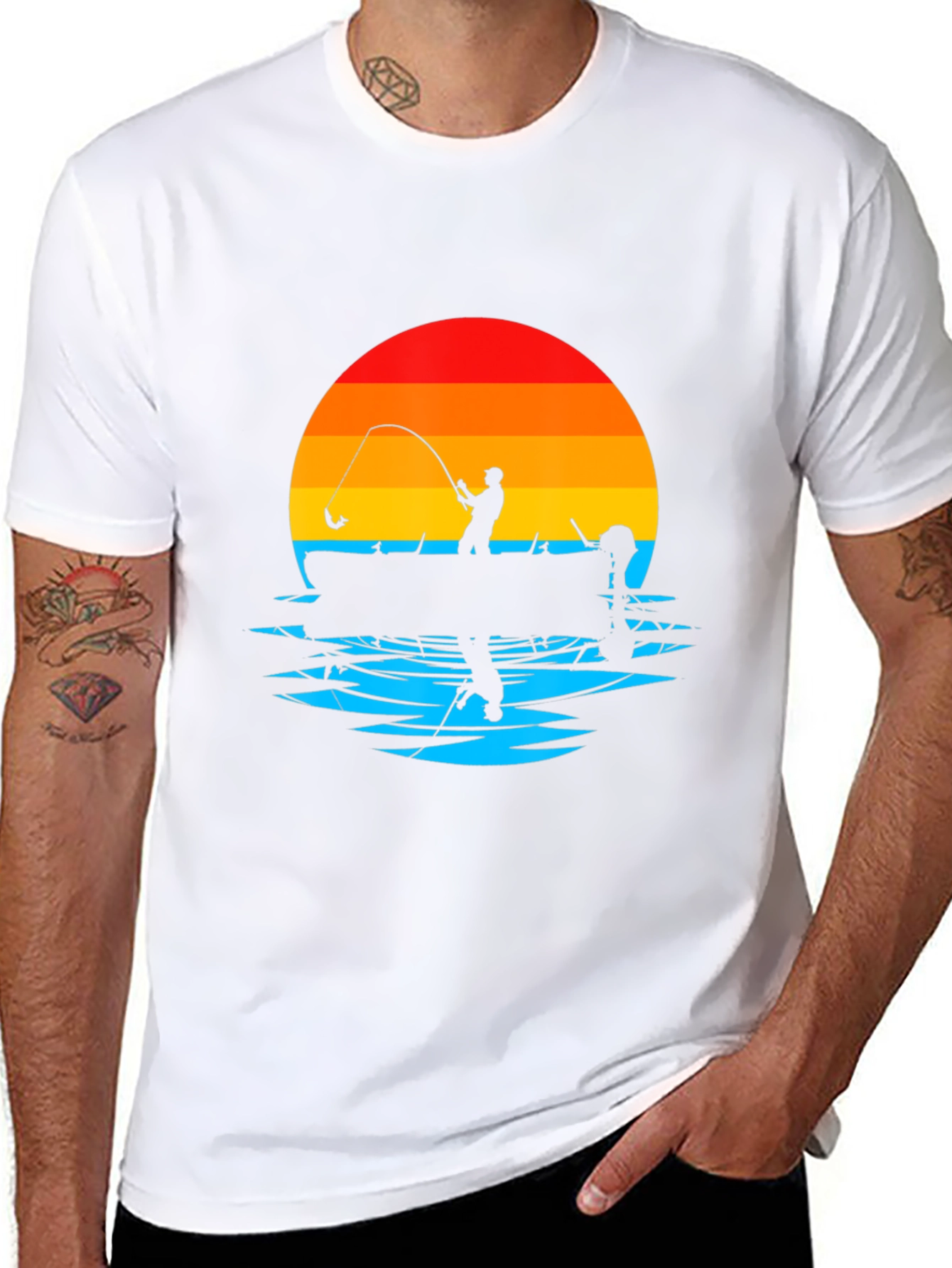 Fisherman Sunset Graphic Tee - Black