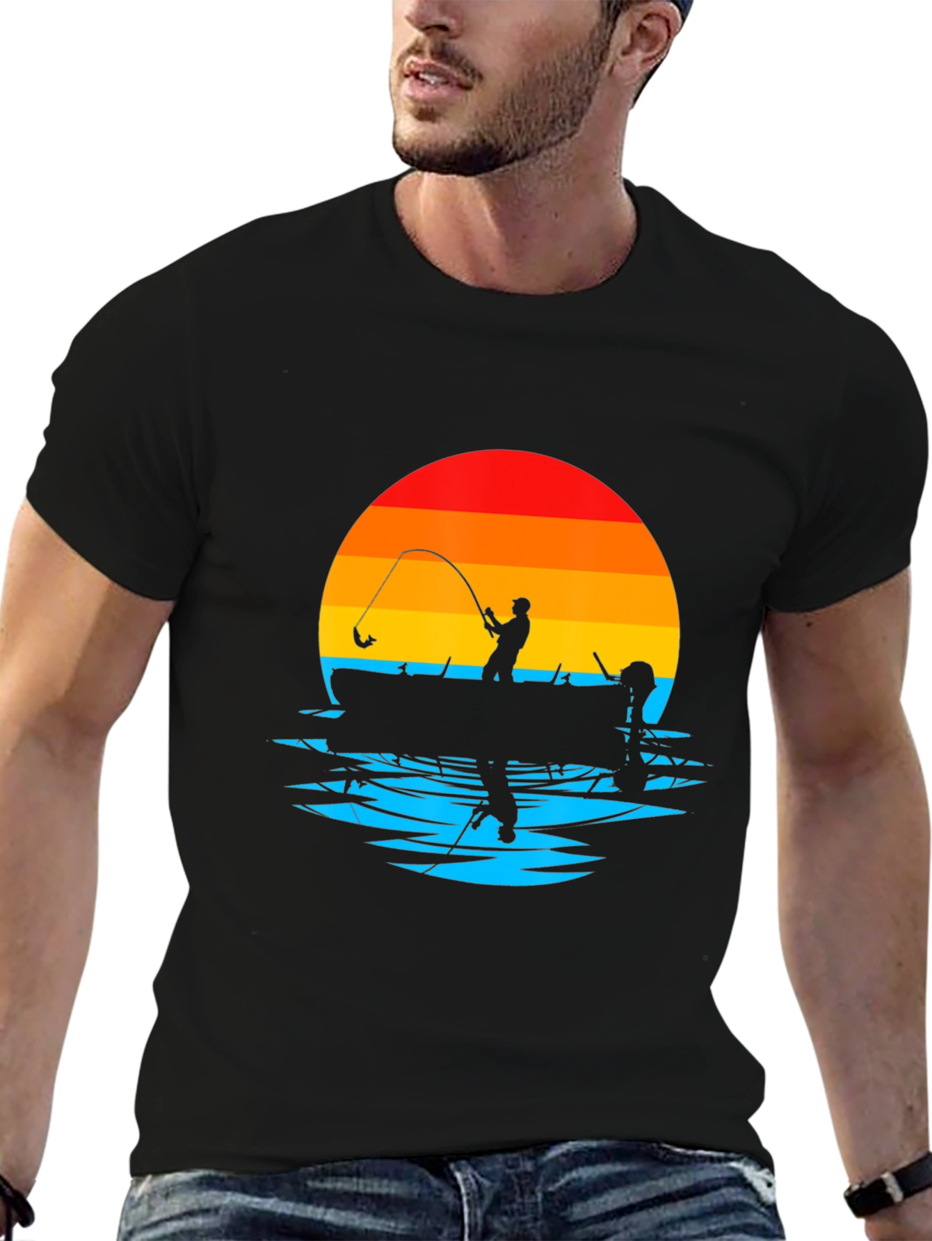 Fisherman Sunset Graphic Tee - Black