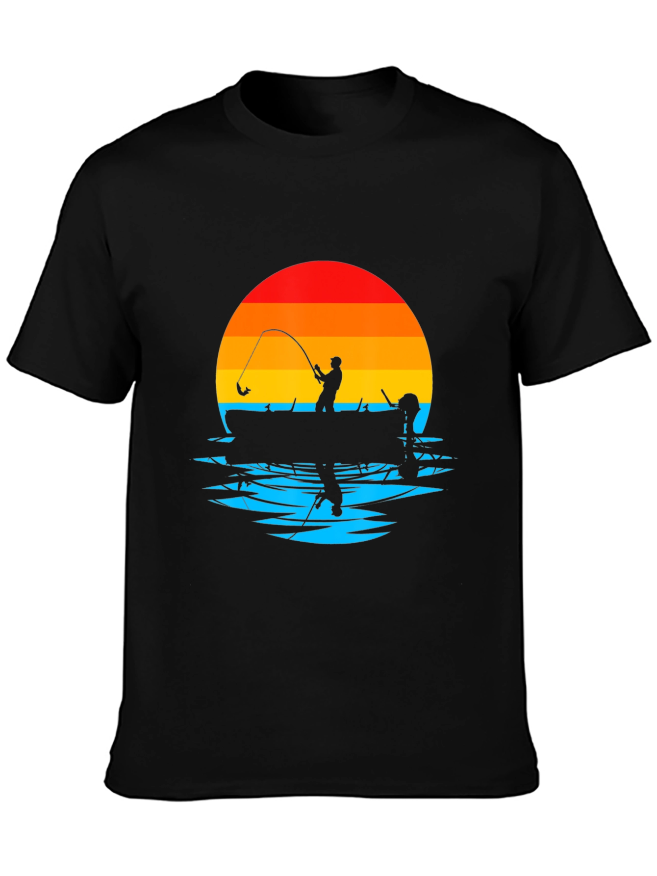 Fisherman Sunset Graphic Tee - Black