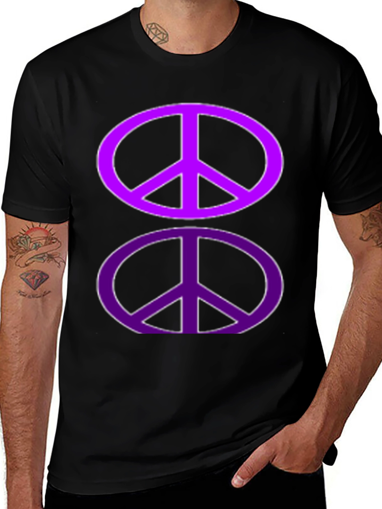 Peace Sign Graphic Tee - Black