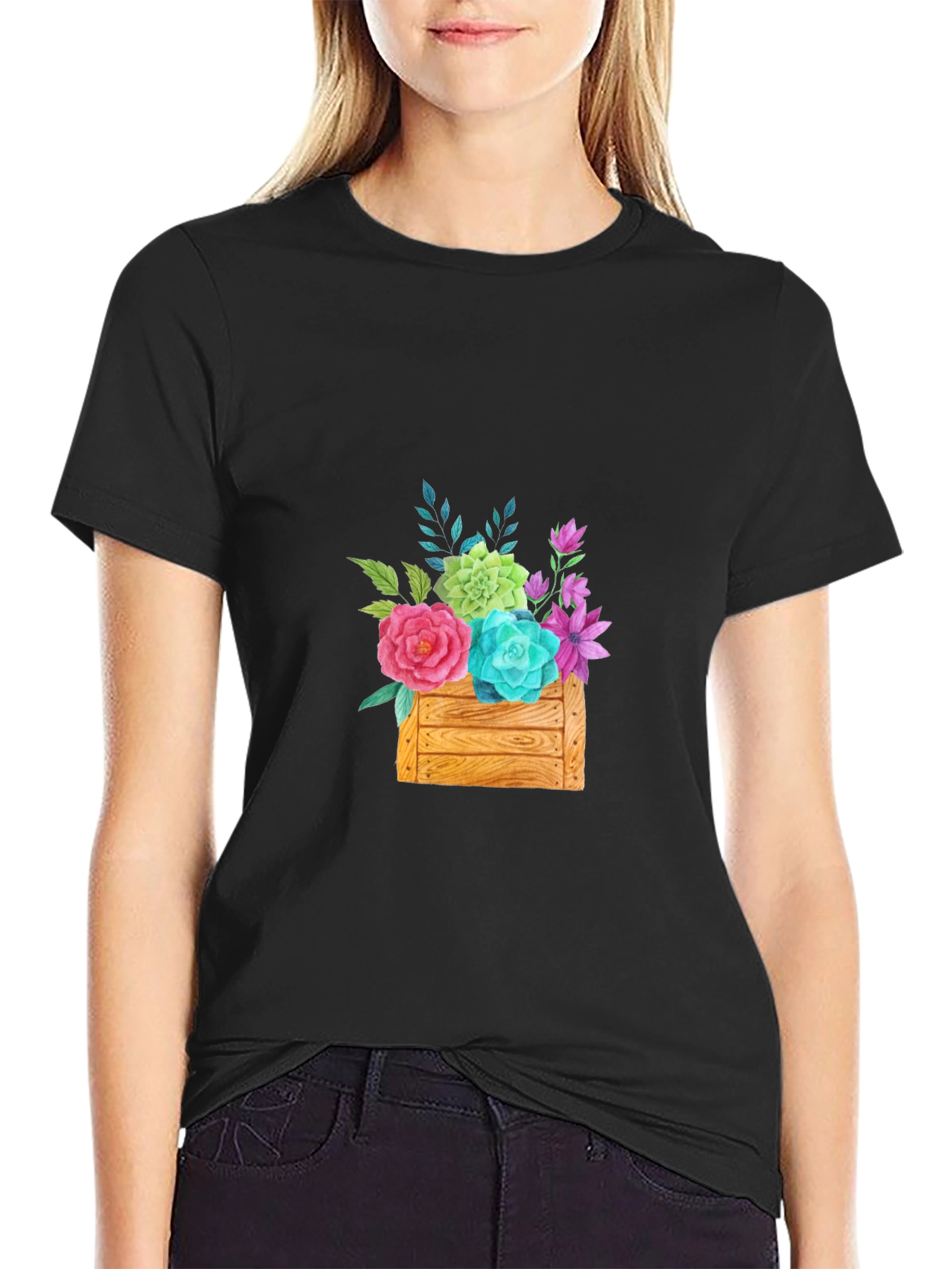 Floral Crate Graphic Tee - Casual Style