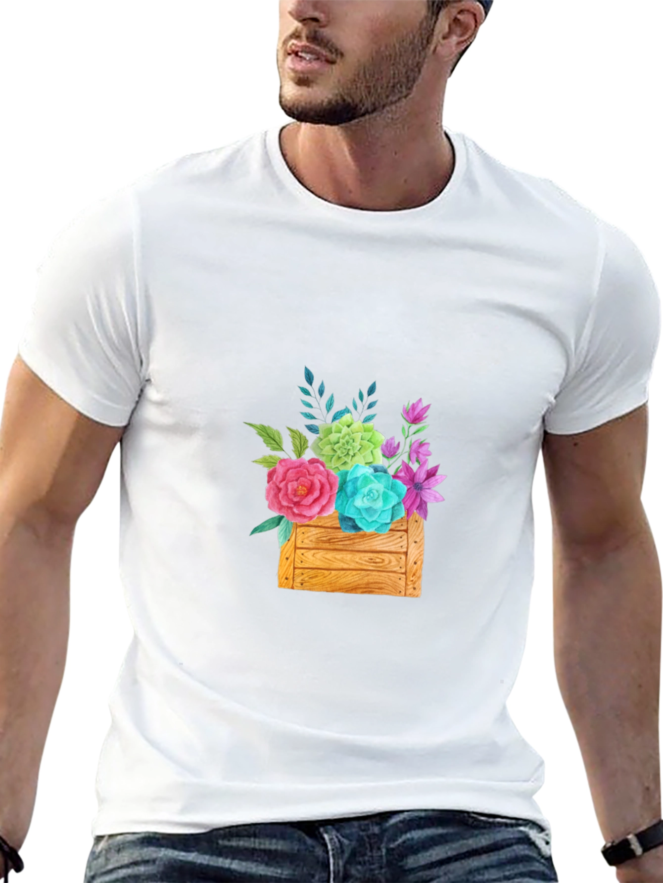 Floral Crate Graphic Tee - Casual Style
