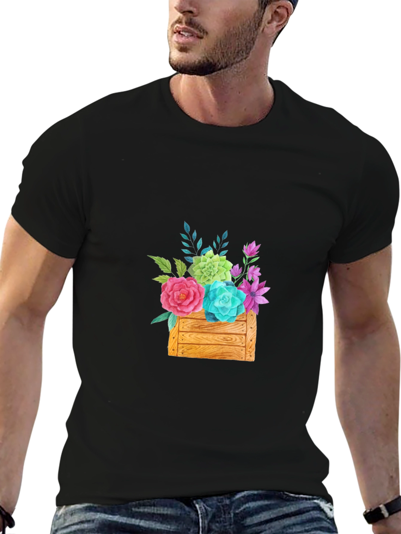 Floral Crate Graphic Tee - Casual Style
