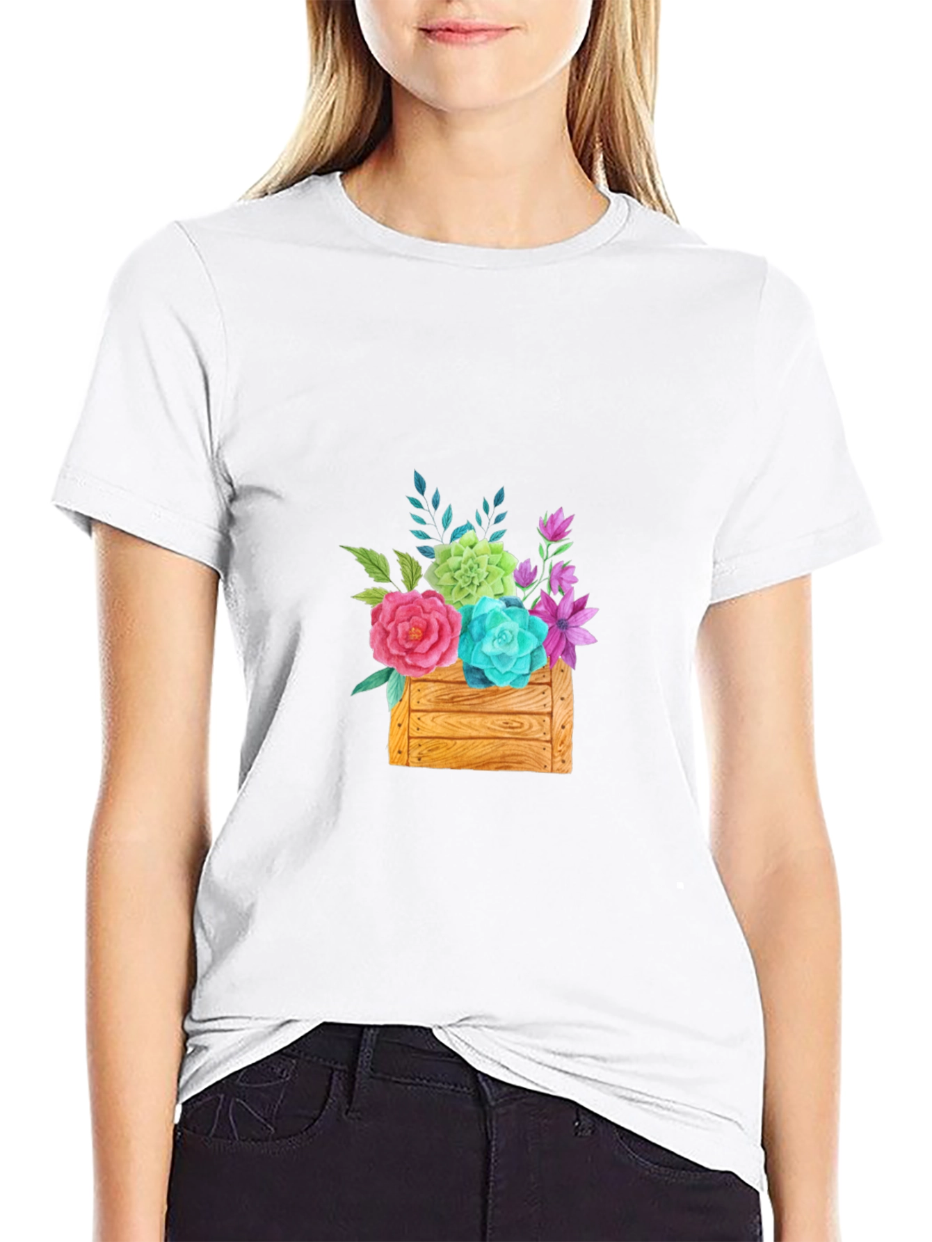 Floral Crate Graphic Tee - Casual Style