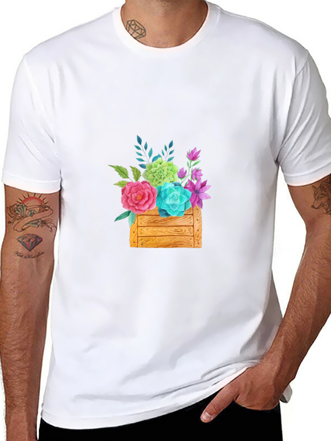 Floral Crate Graphic Tee - Casual Style