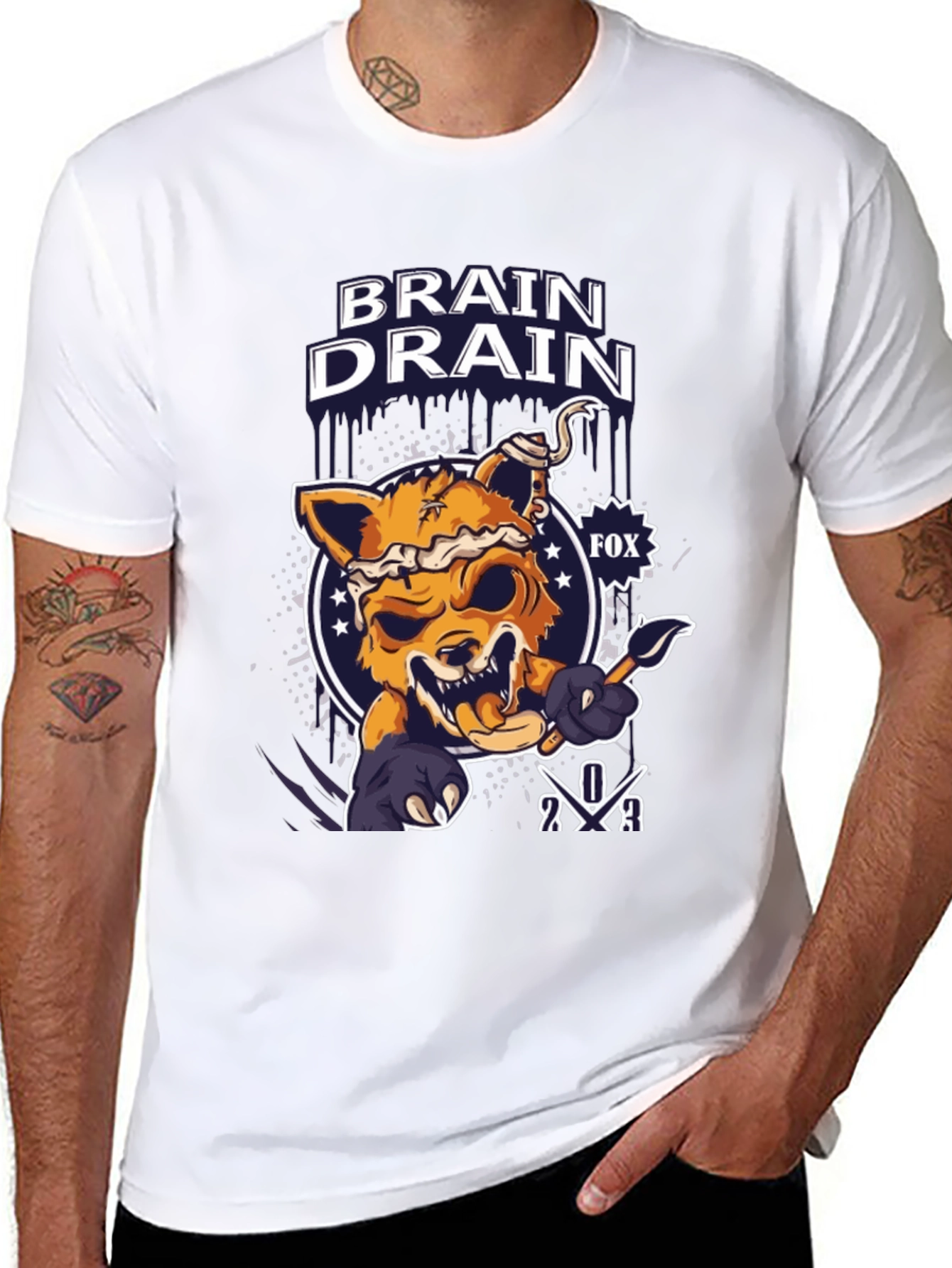 Brain Drain Fox Graphic T-Shirt
