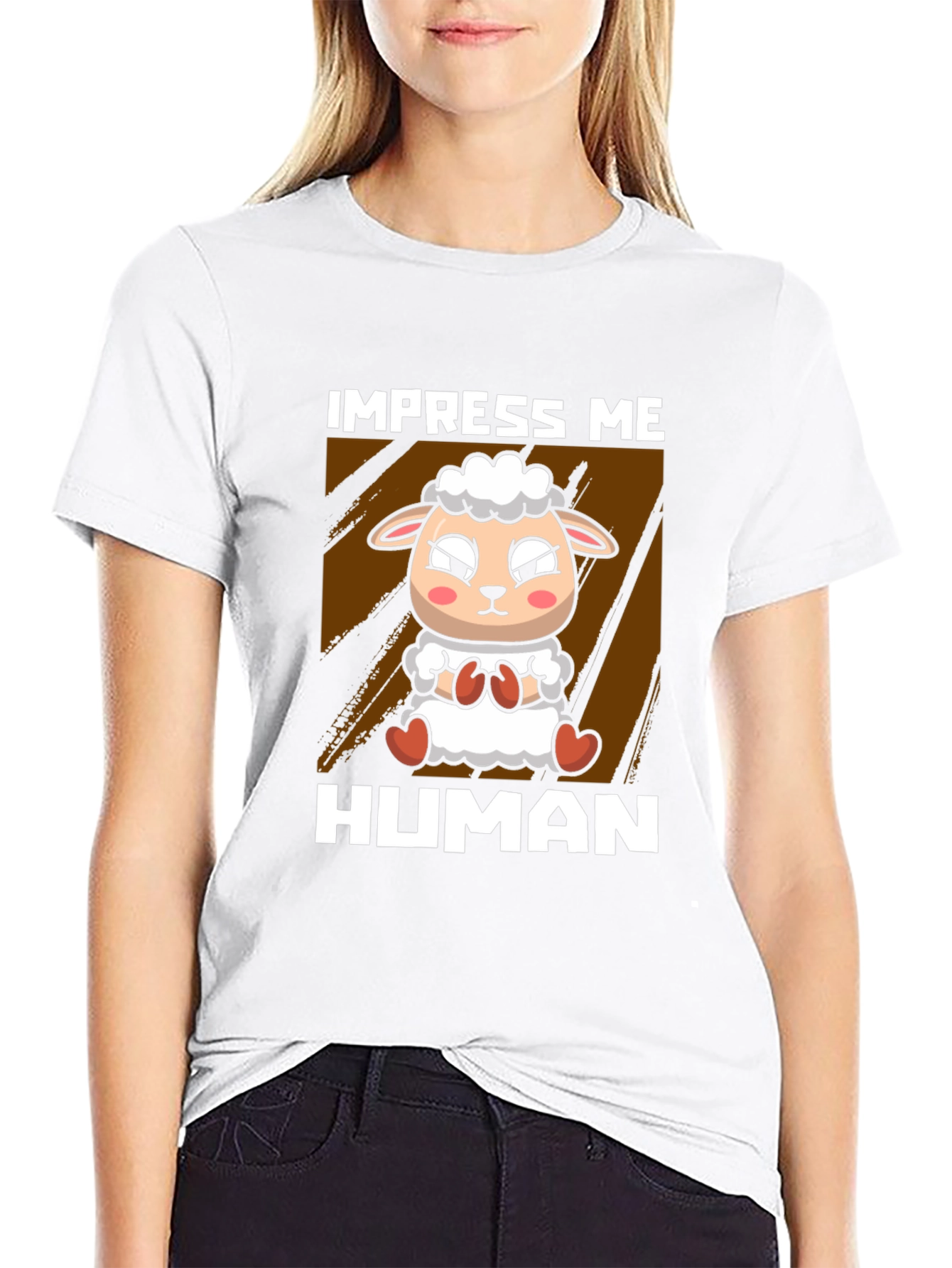 Impress Me Human Sheep Graphic T-Shirt