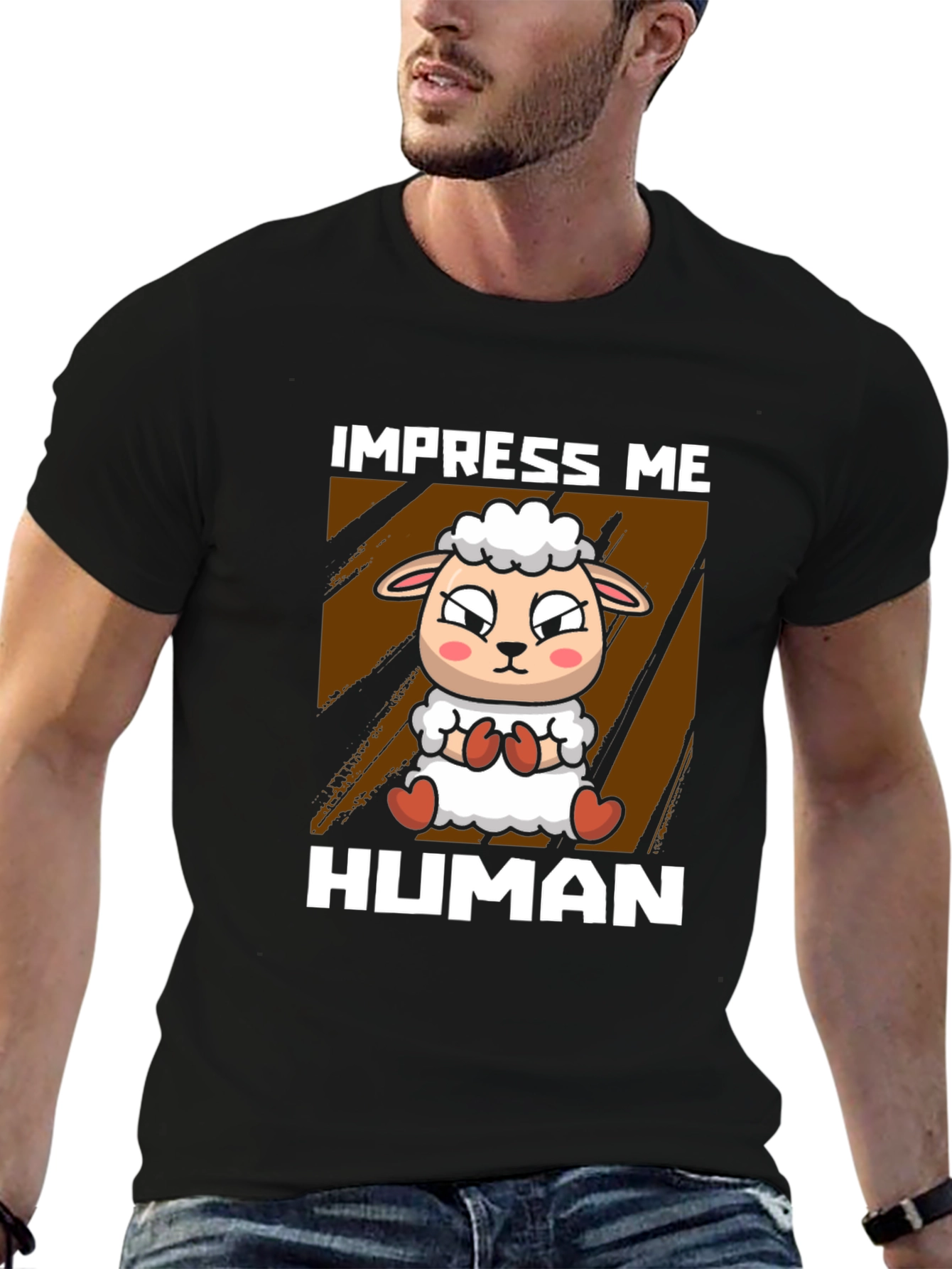 Impress Me Human Sheep Graphic T-Shirt