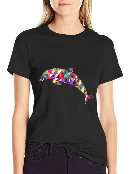 Geometric Dolphin T-Shirt - Black