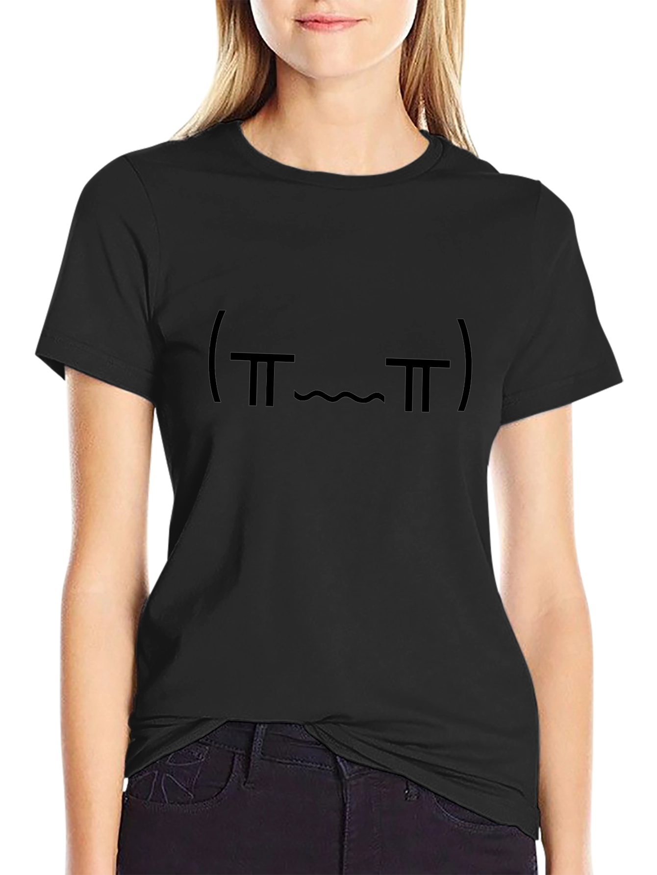 Quirky Black T-Shirt - (π__π) Emoticon Design