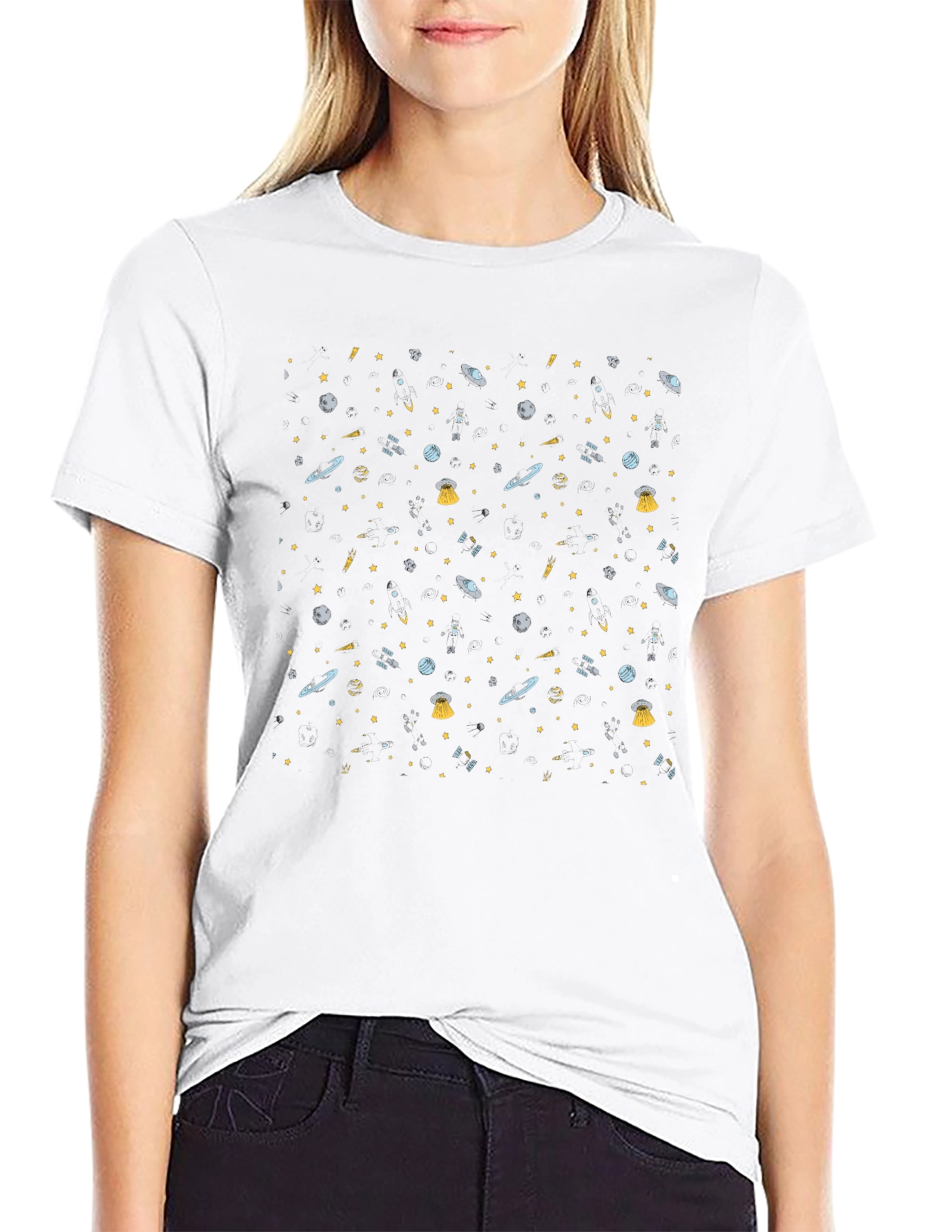 Galaxy Print Black T-Shirt - Cosmic Style