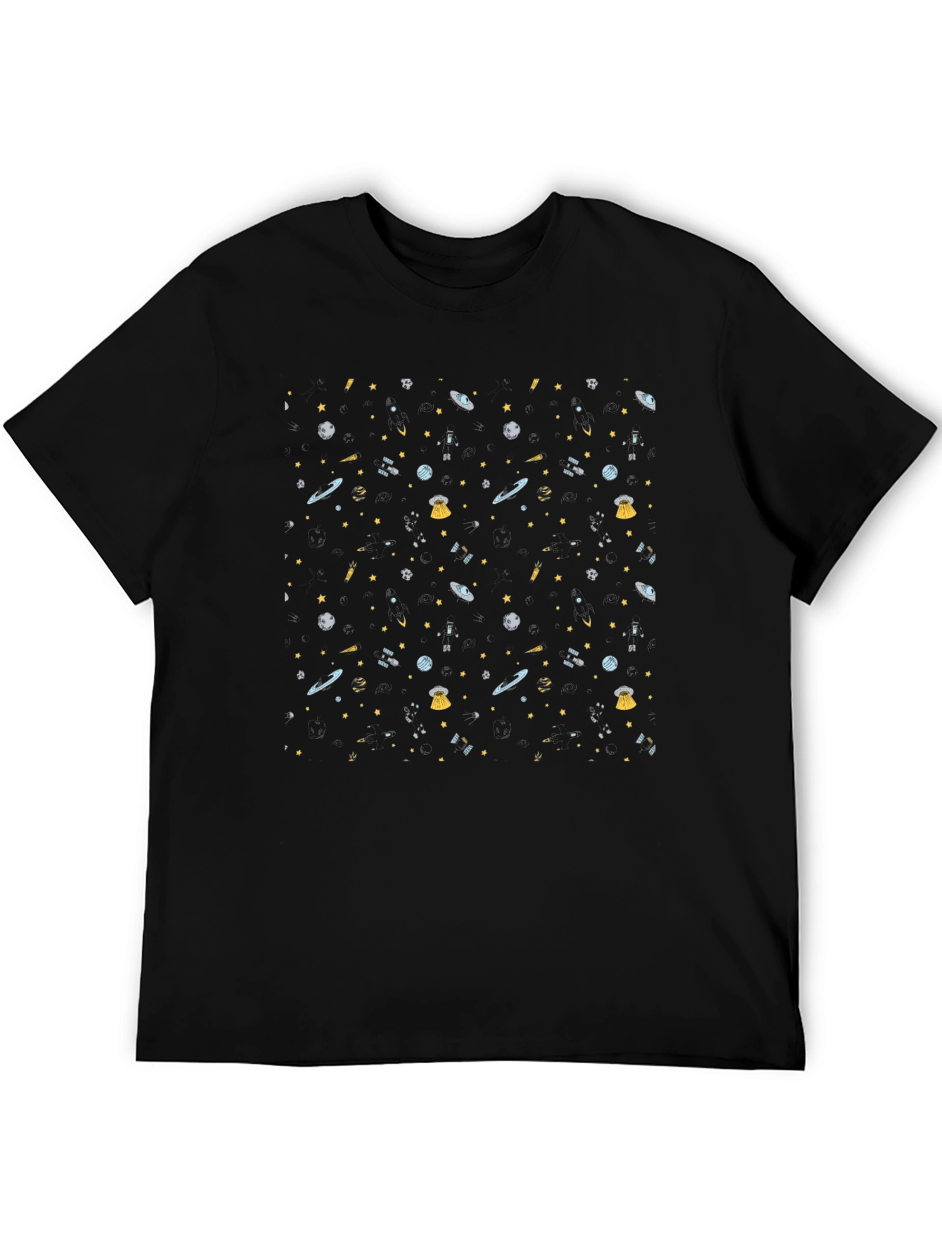 Galaxy Print Black T-Shirt - Cosmic Style