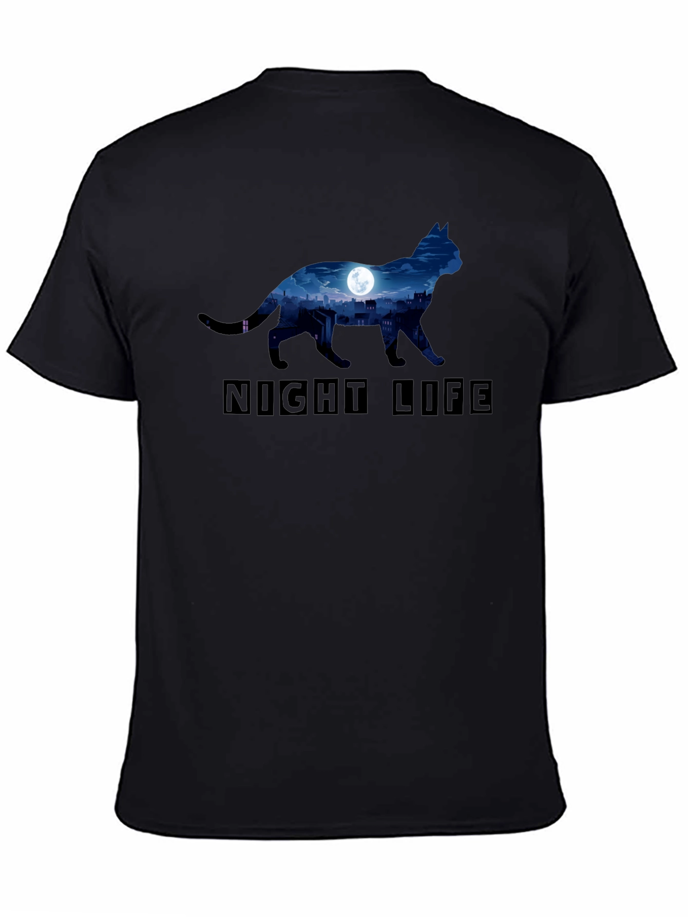 Night Life Cat Graphic T-Shirt