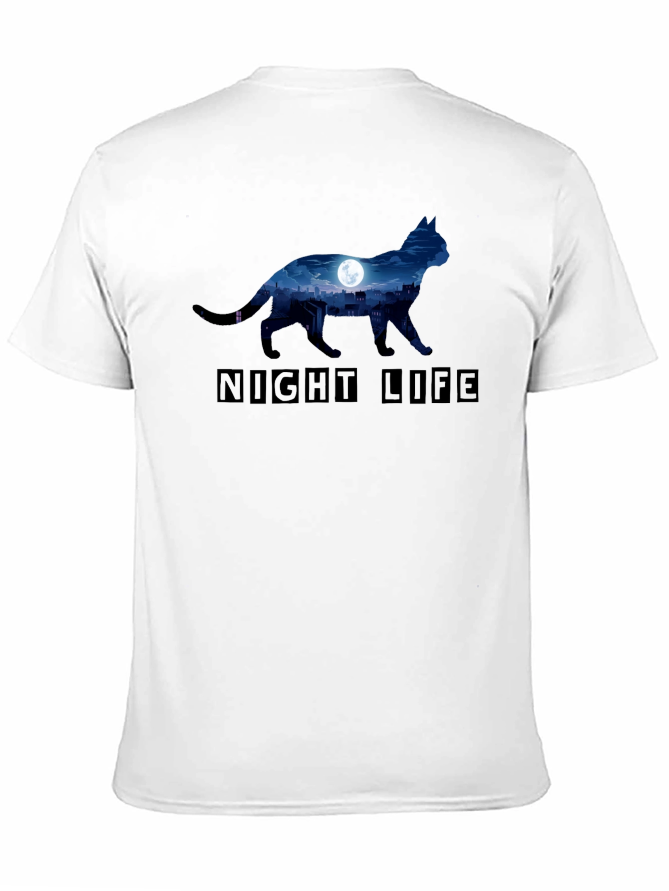 Night Life Cat Graphic T-Shirt