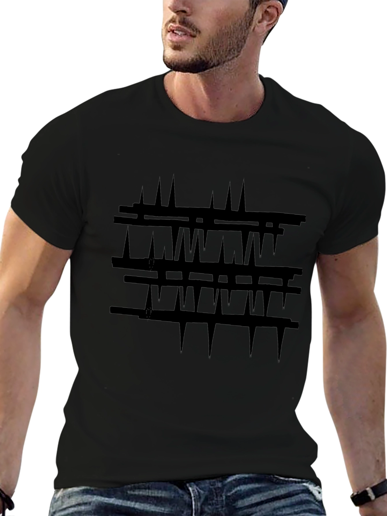Abstract Black Graphic Tee - Modern Art Shirt
