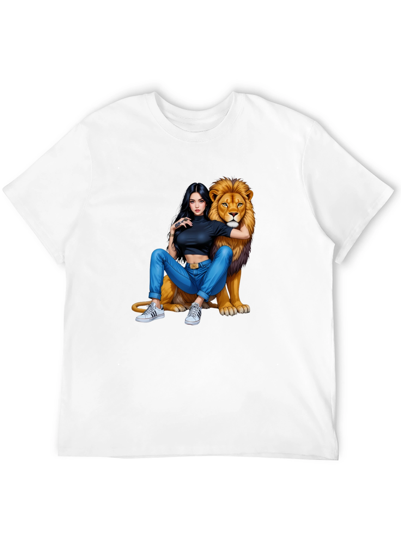 Lion Queen Graphic T-Shirt - Black