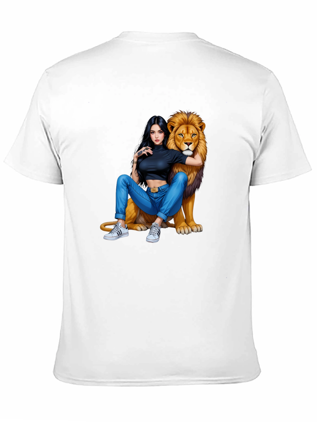 Lion Queen Graphic T-Shirt - Black