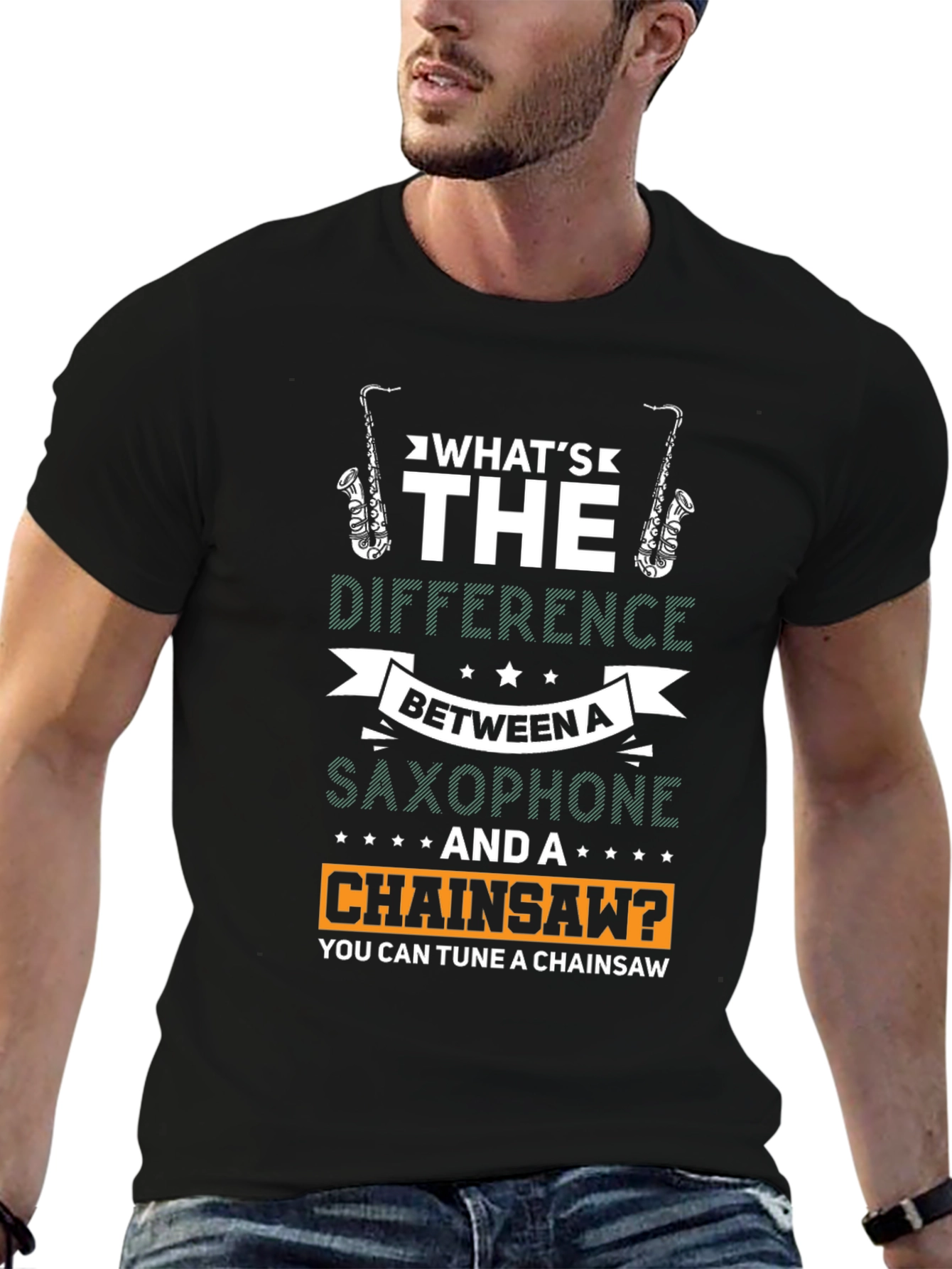 Funny Saxophone & Chainsaw T-Shirt