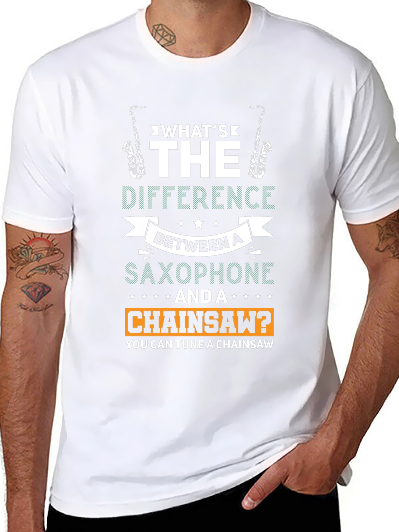 Funny Saxophone & Chainsaw T-Shirt
