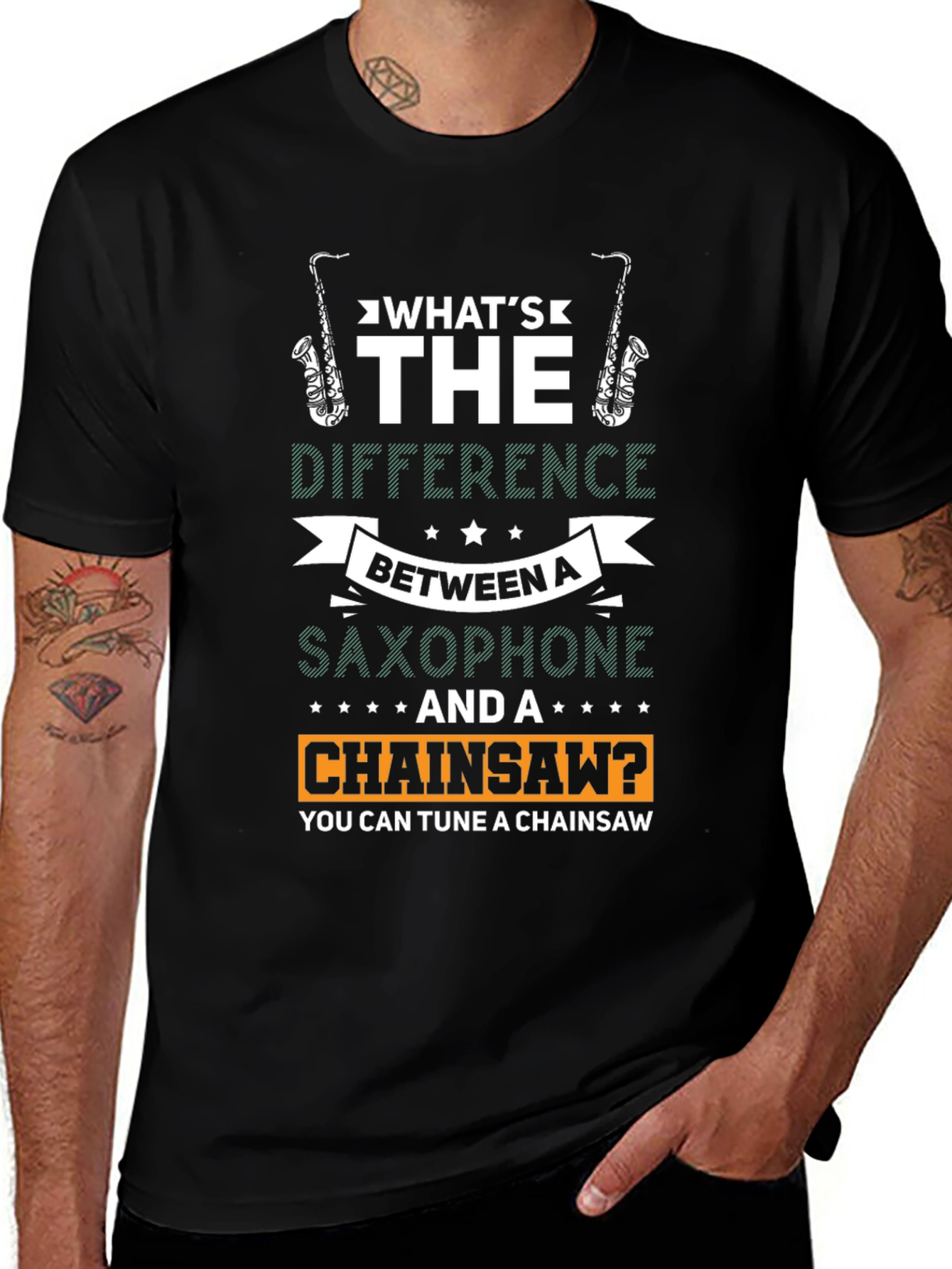 Funny Saxophone & Chainsaw T-Shirt
