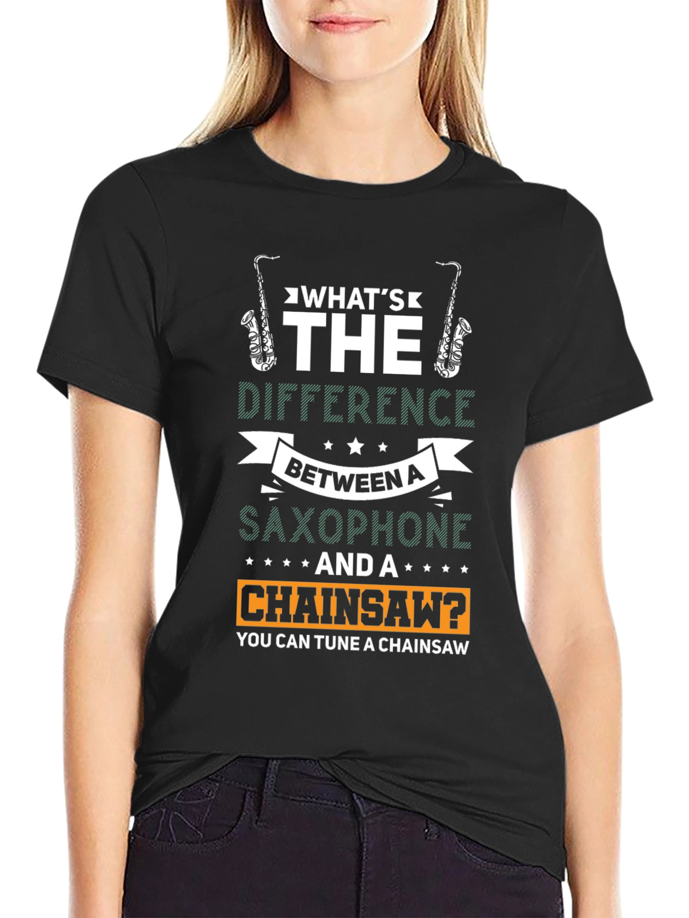 Funny Saxophone & Chainsaw T-Shirt