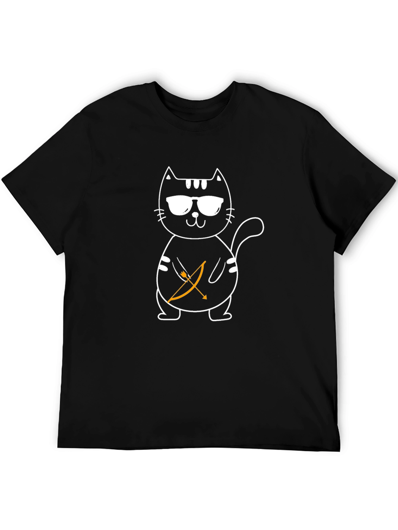 Cool Cat Archer T-Shirt - Black Cotton Tee