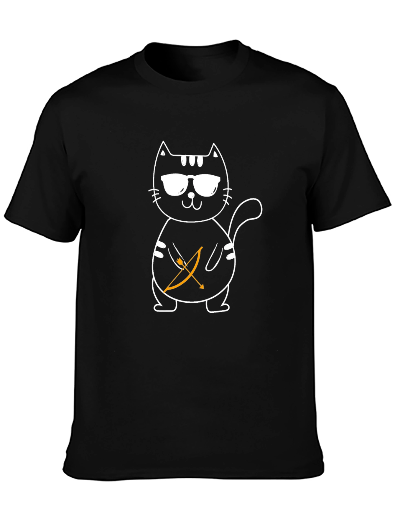 Cool Cat Archer T-Shirt - Black Cotton Tee