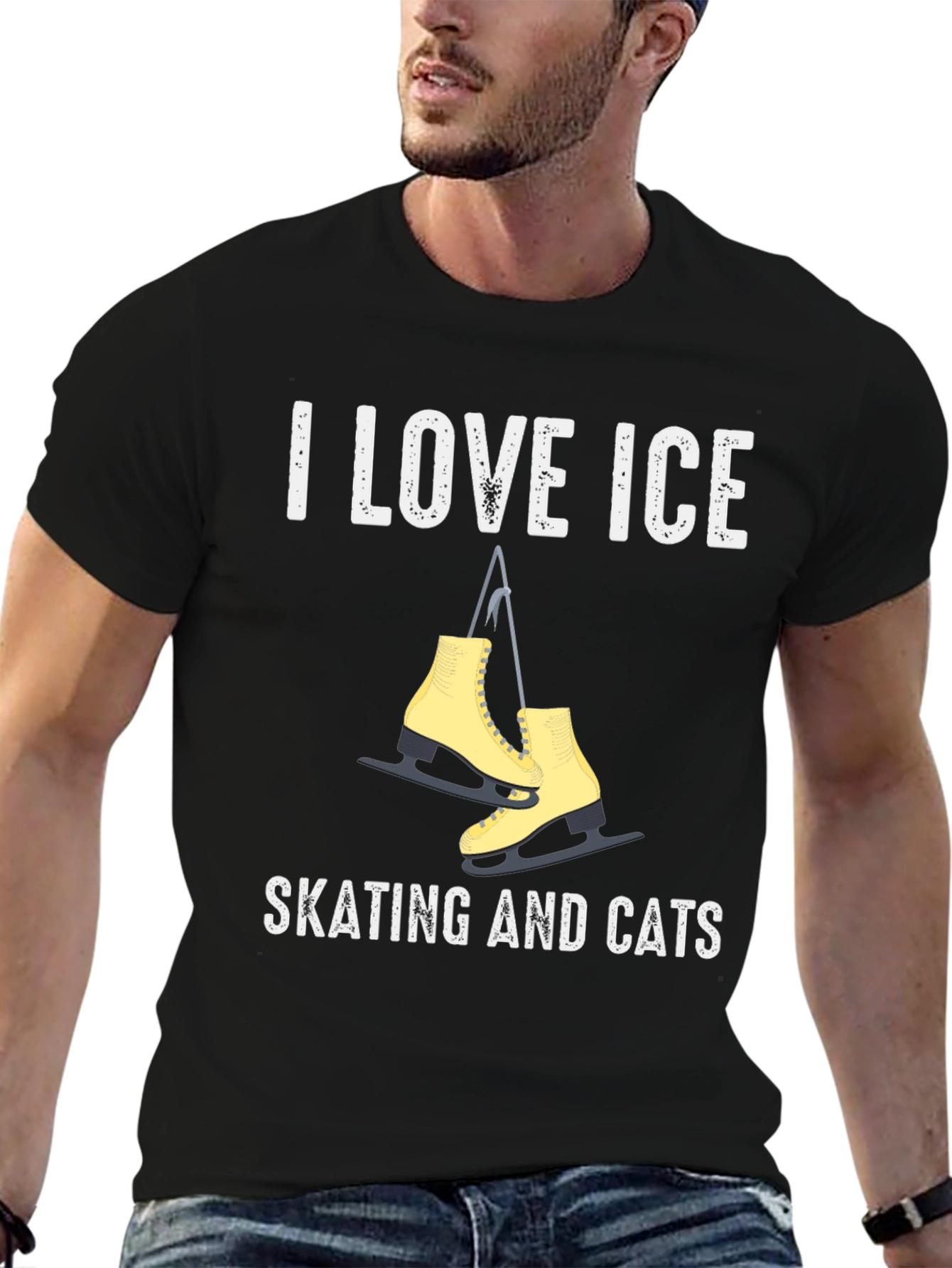 I Love Ice Skating and Cats T-Shirt