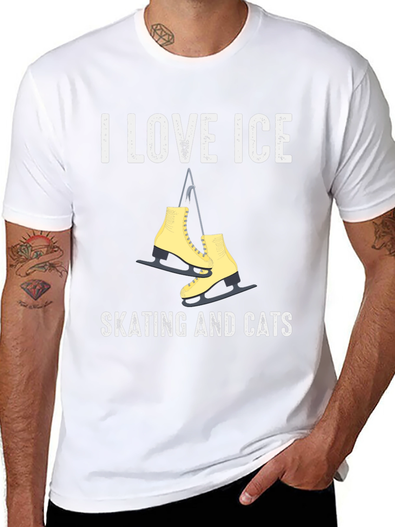 I Love Ice Skating and Cats T-Shirt