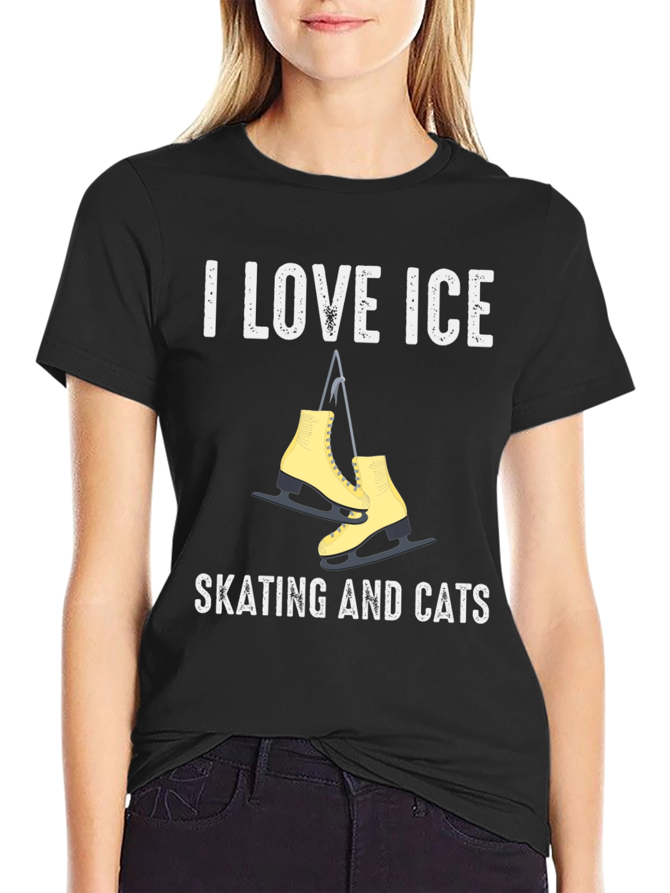 I Love Ice Skating and Cats T-Shirt
