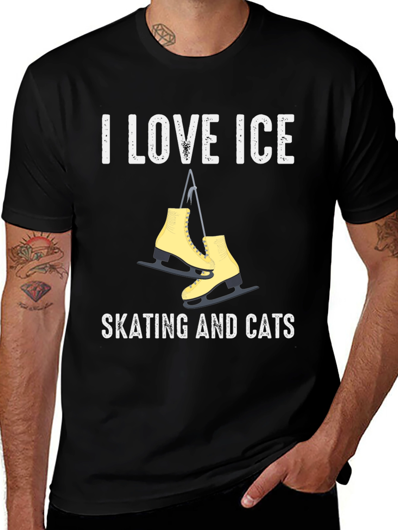 I Love Ice Skating and Cats T-Shirt