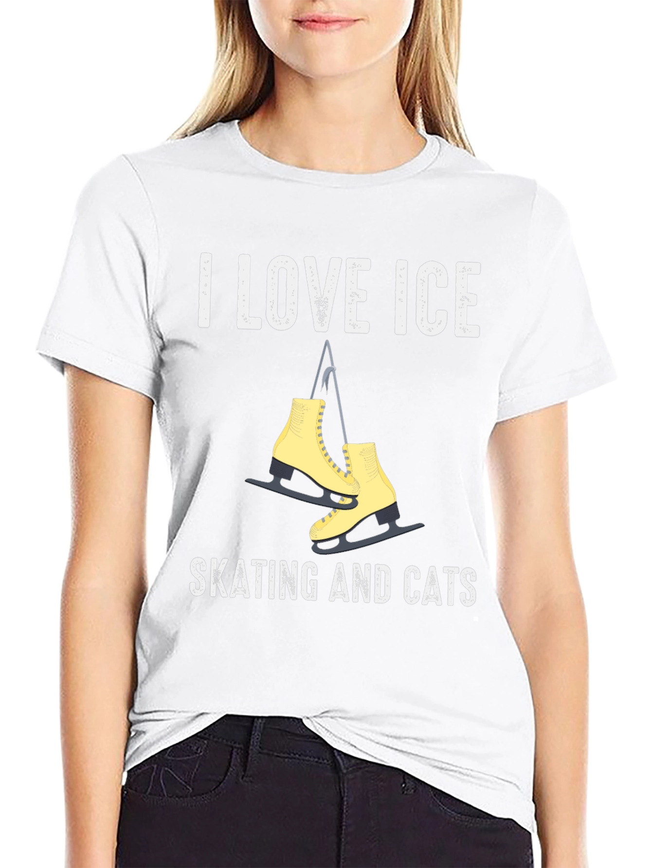 I Love Ice Skating and Cats T-Shirt