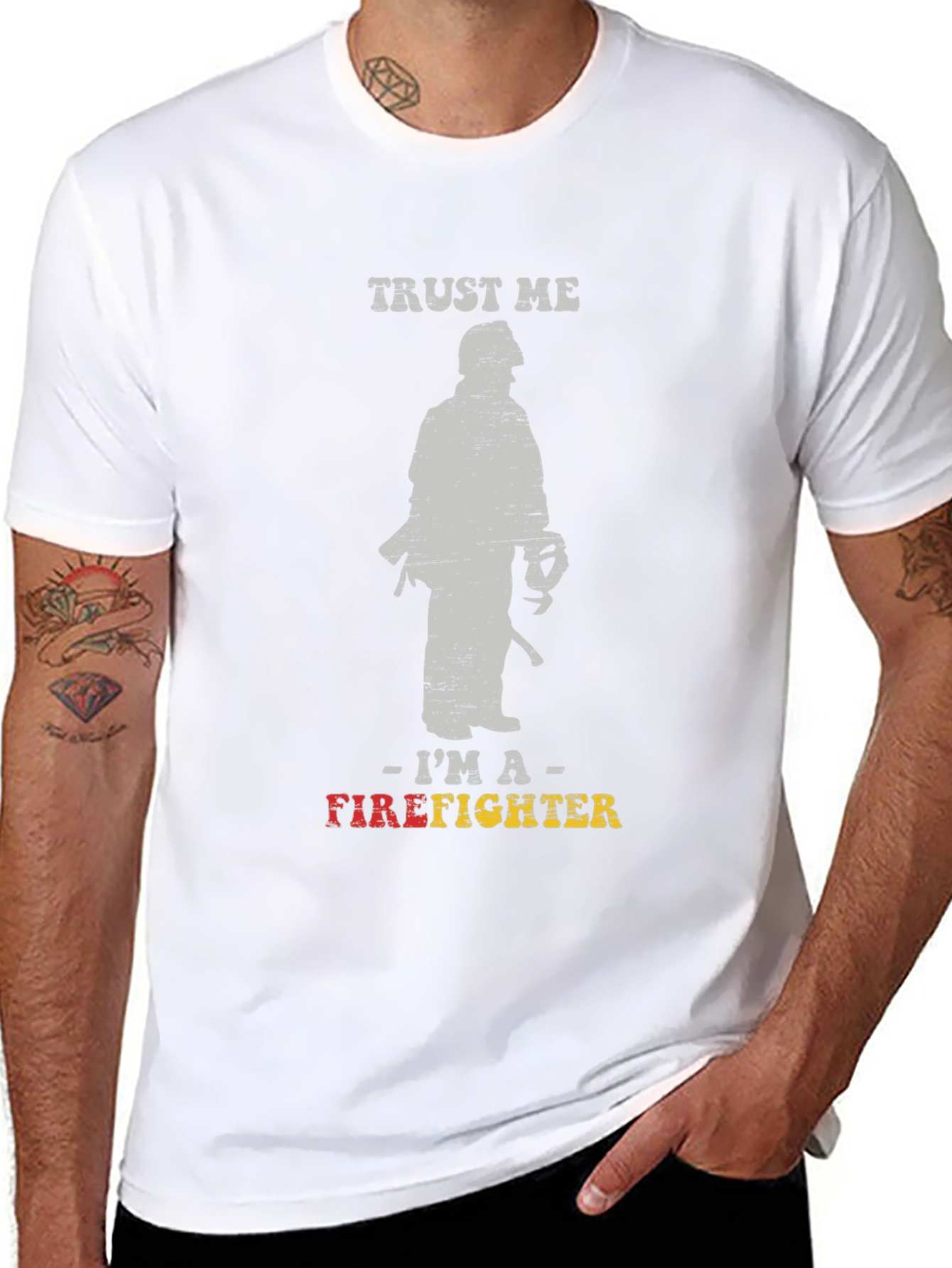 Trust Me Im A Firefighter Black Graphic T-Shirt