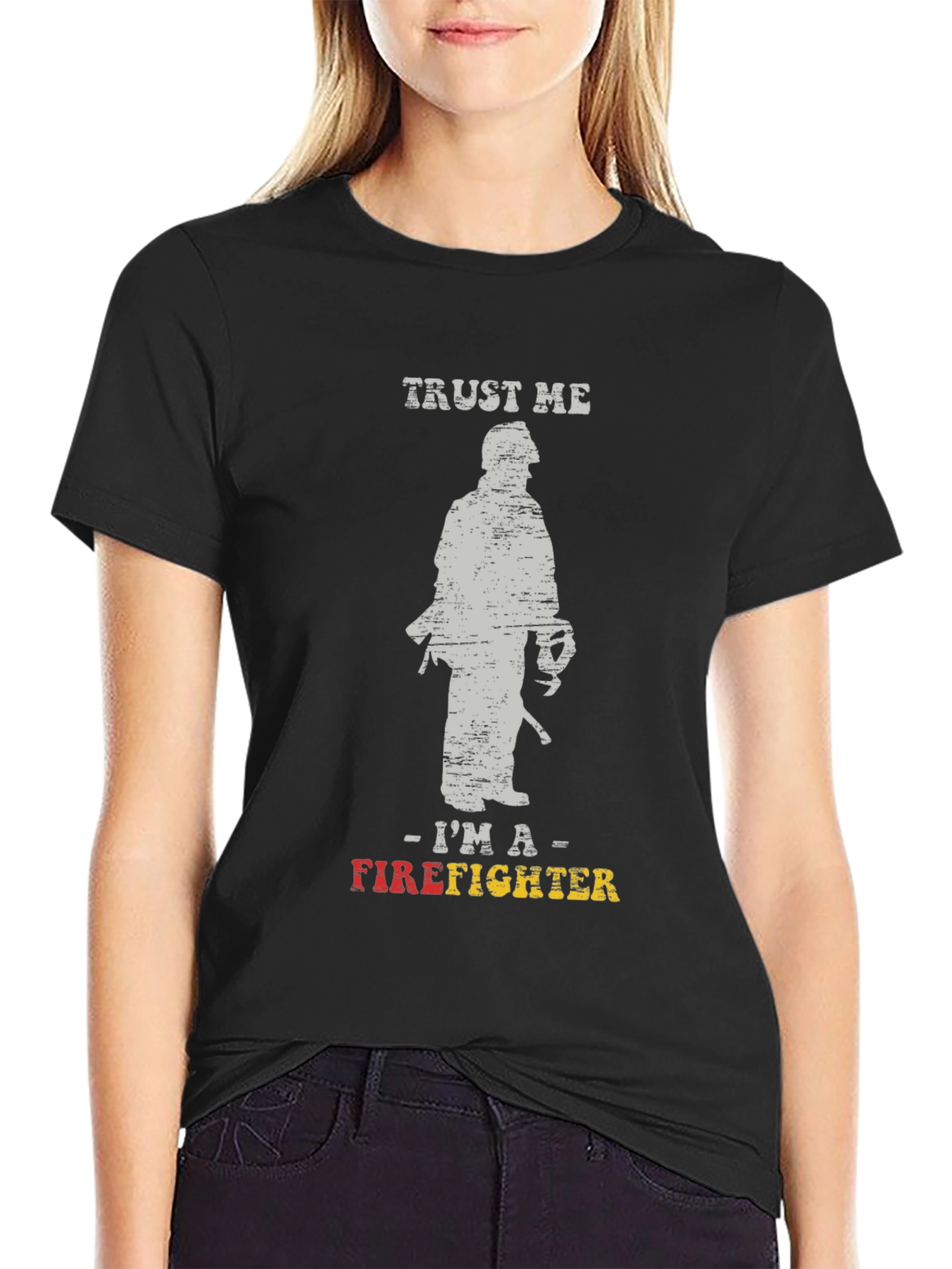 Trust Me Im A Firefighter Black Graphic T-Shirt
