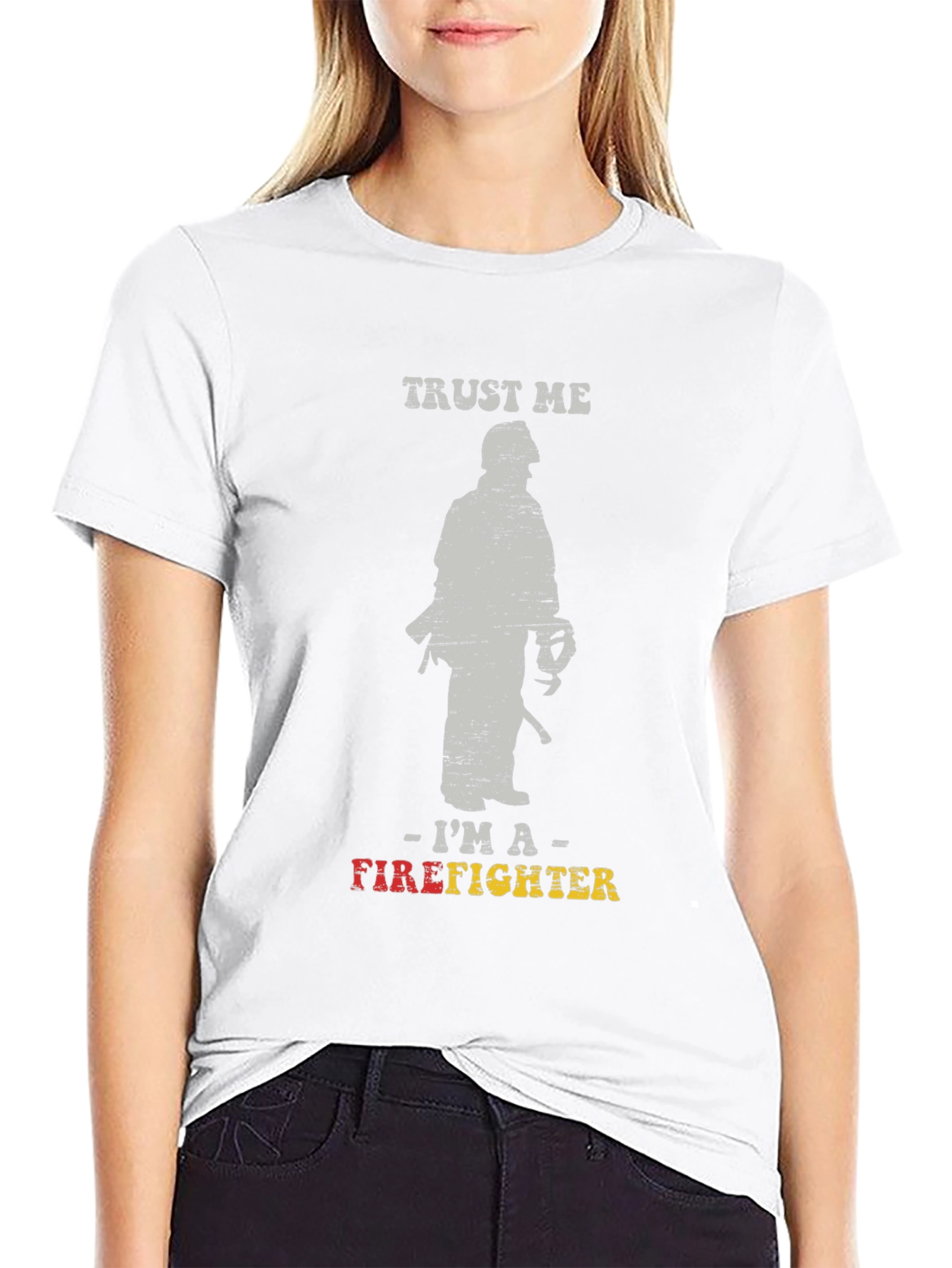 Trust Me Im A Firefighter Black Graphic T-Shirt