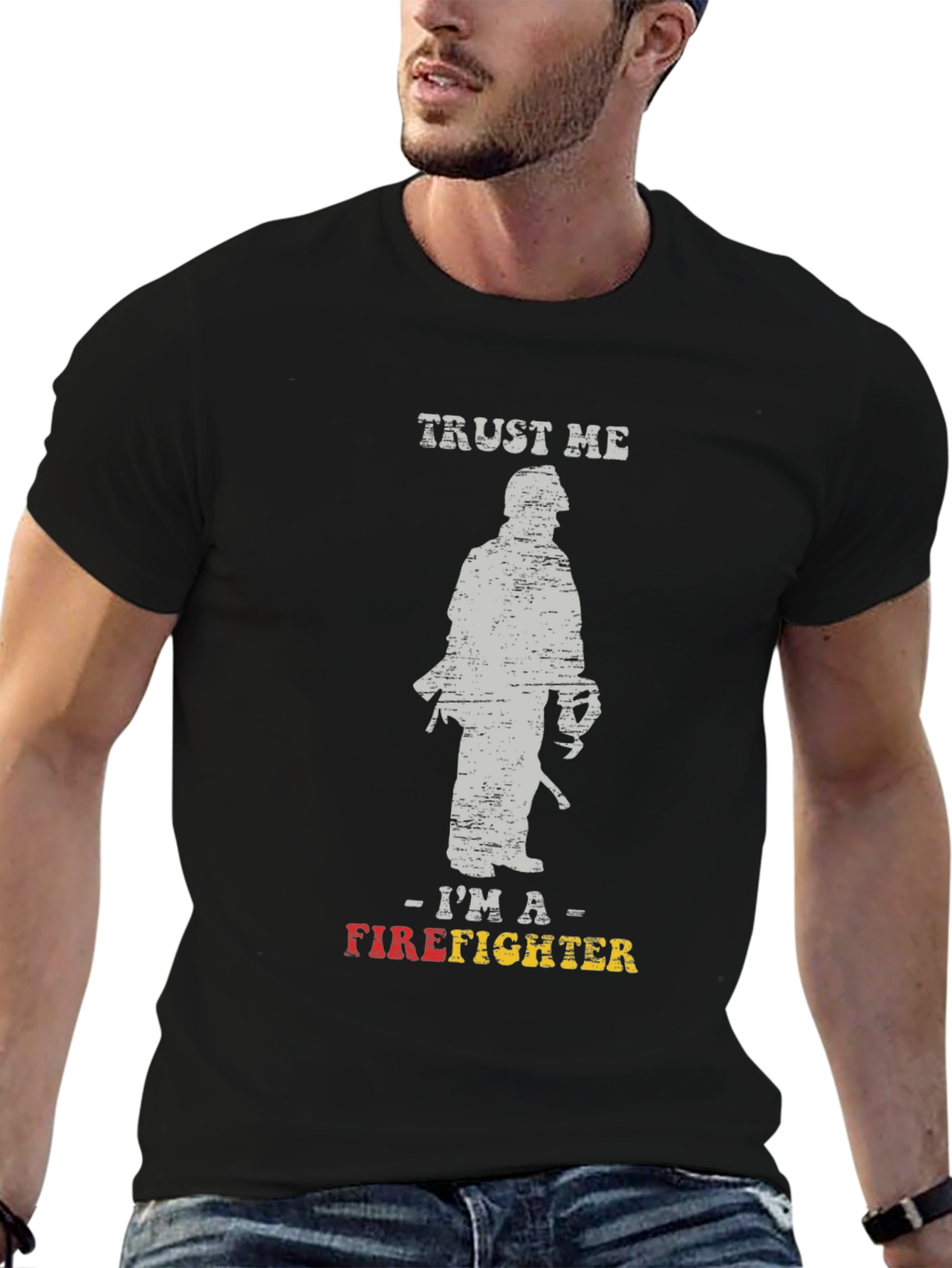 Trust Me Im A Firefighter Black Graphic T-Shirt