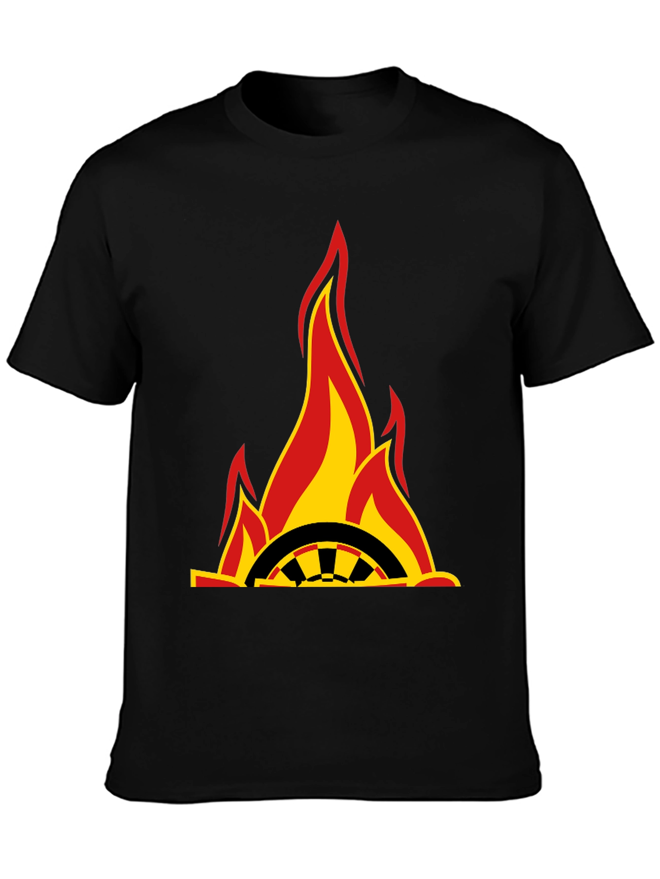 Flaming Wheel Graphic Black T-Shirt