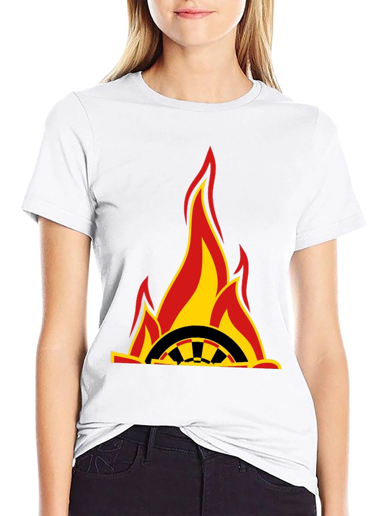 Flaming Wheel Graphic Black T-Shirt
