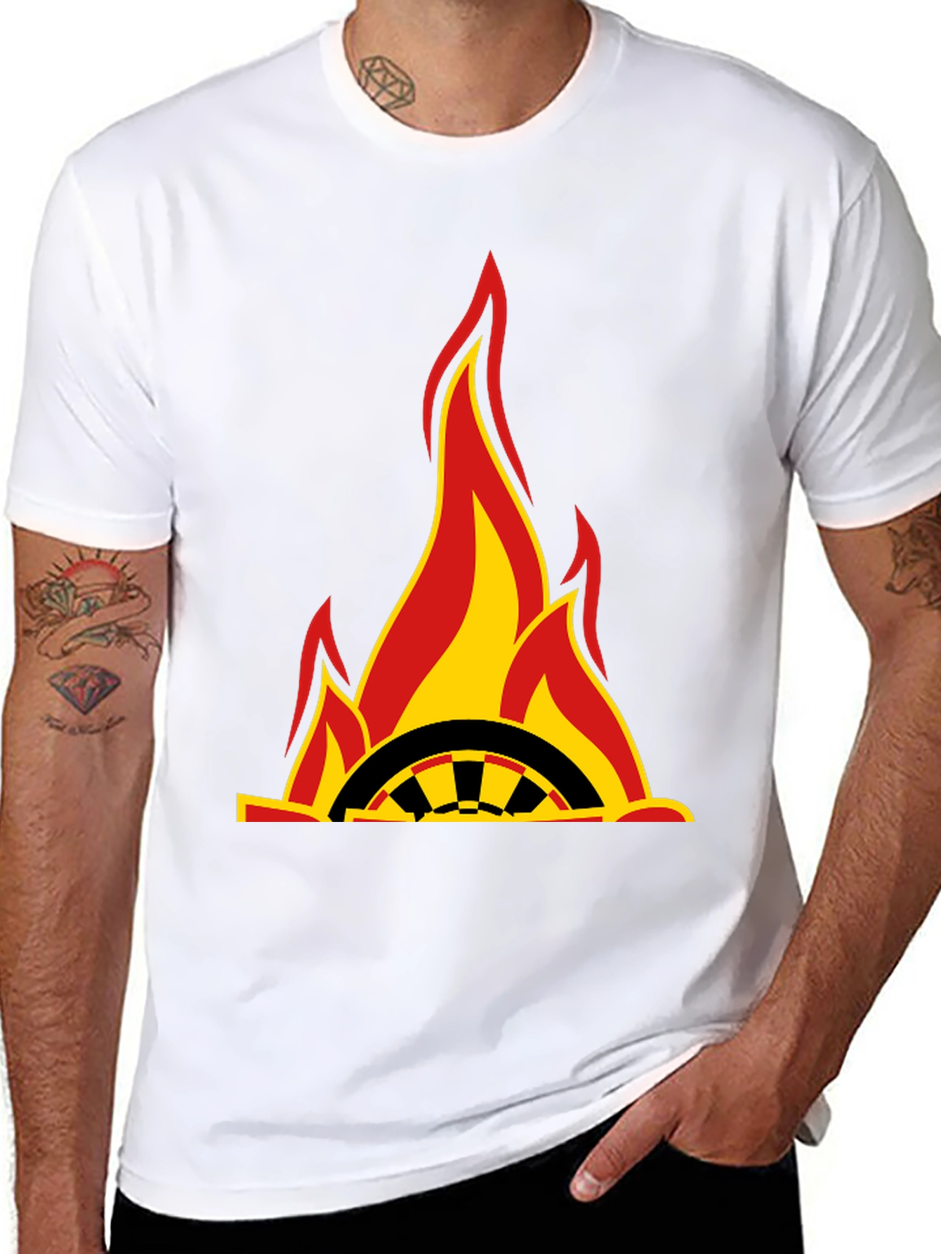 Flaming Wheel Graphic Black T-Shirt