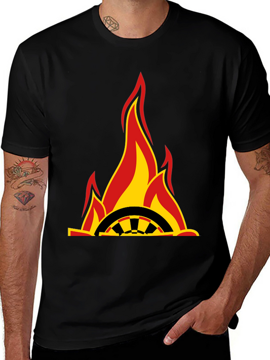 Flaming Wheel Graphic Black T-Shirt