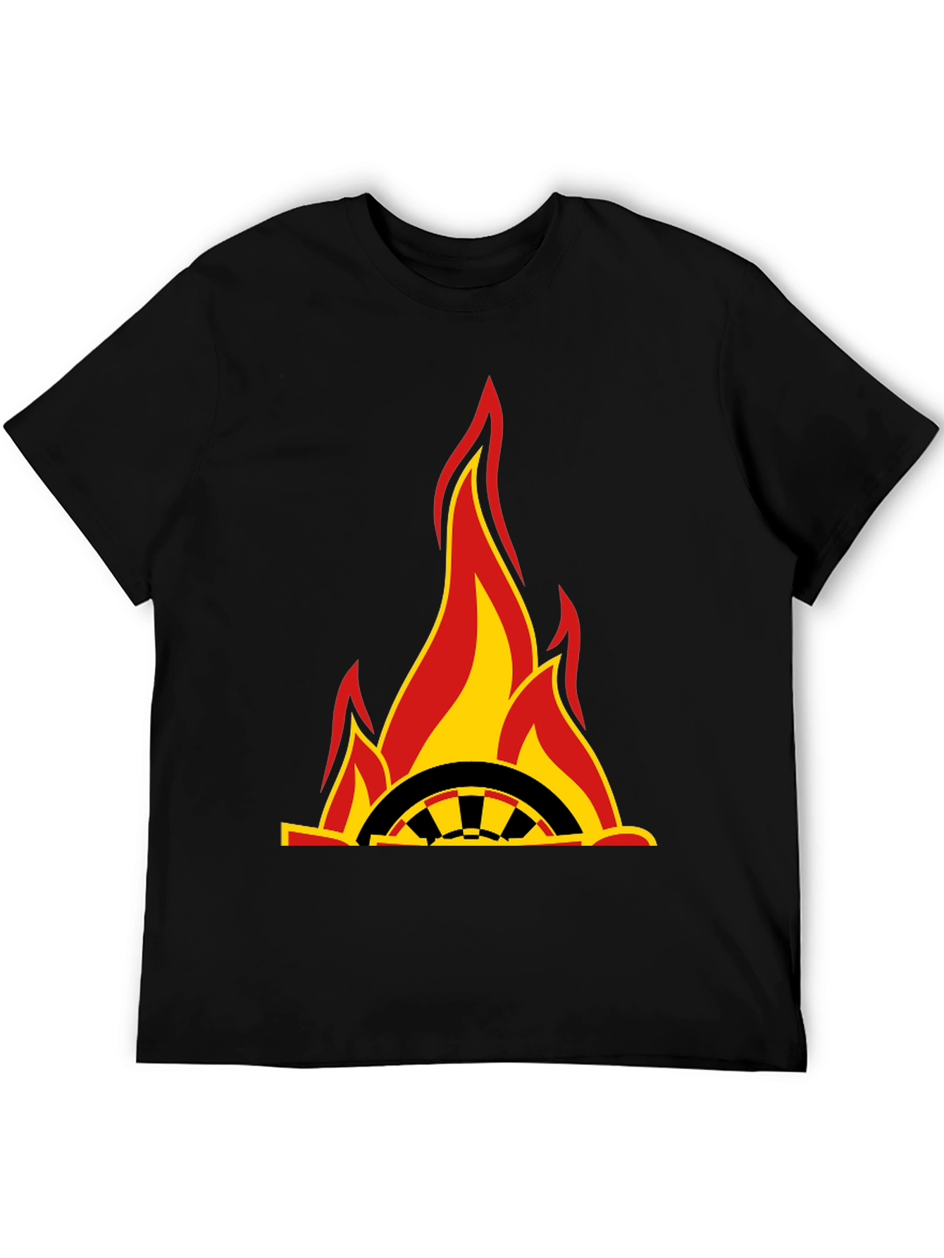 Flaming Wheel Graphic Black T-Shirt