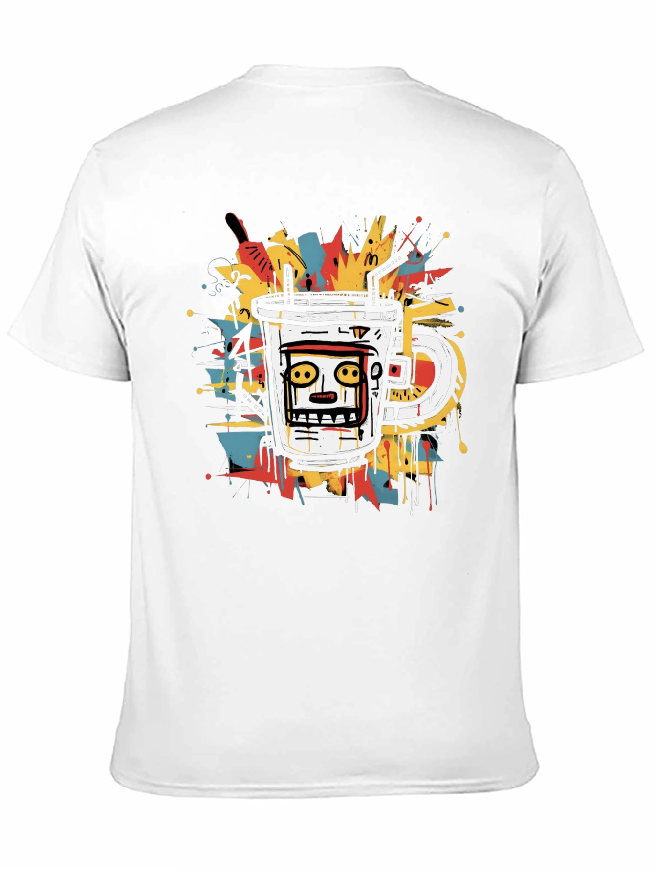 Abstract Coffee Cup Graphic Tee - Black
