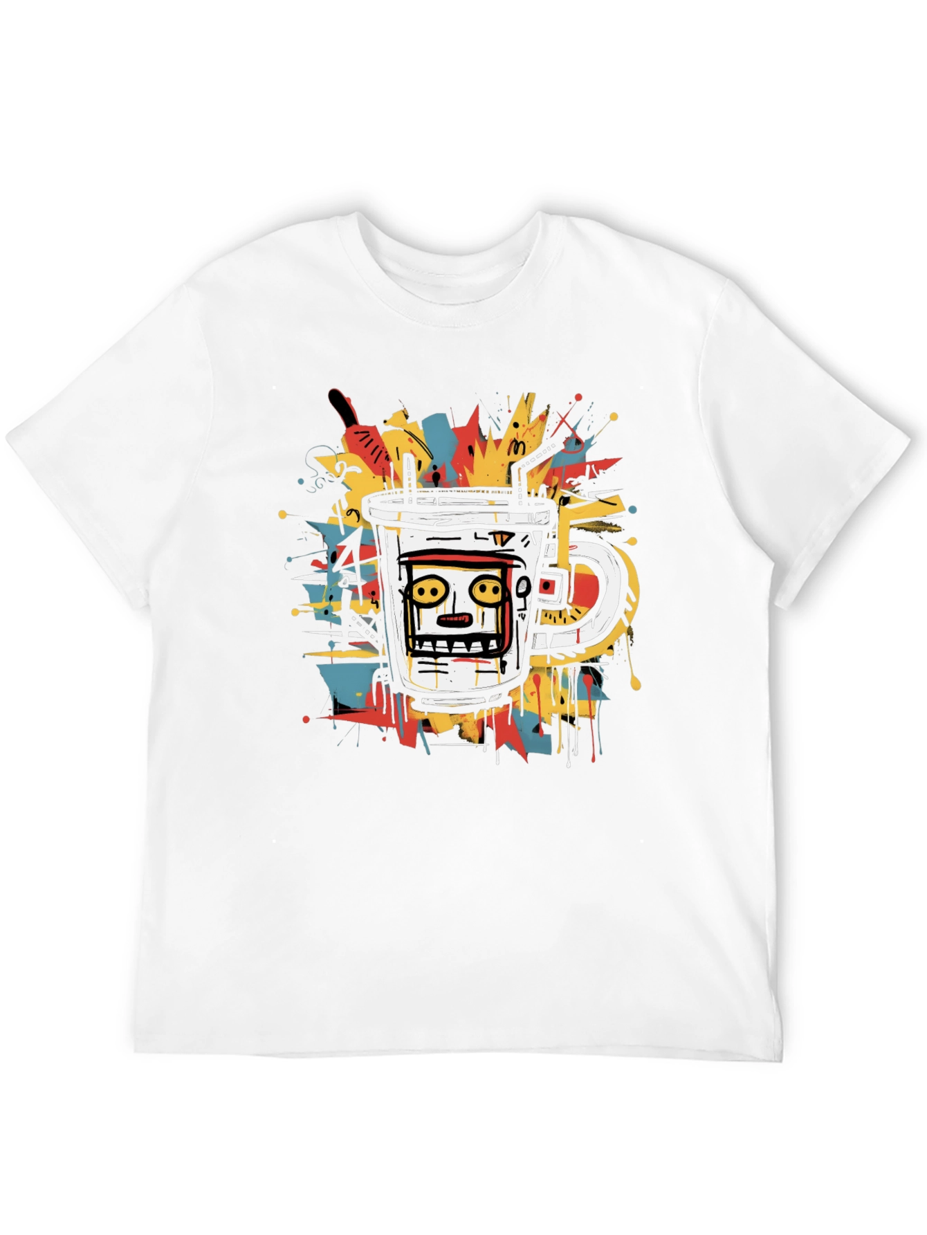 Abstract Coffee Cup Graphic Tee - Black