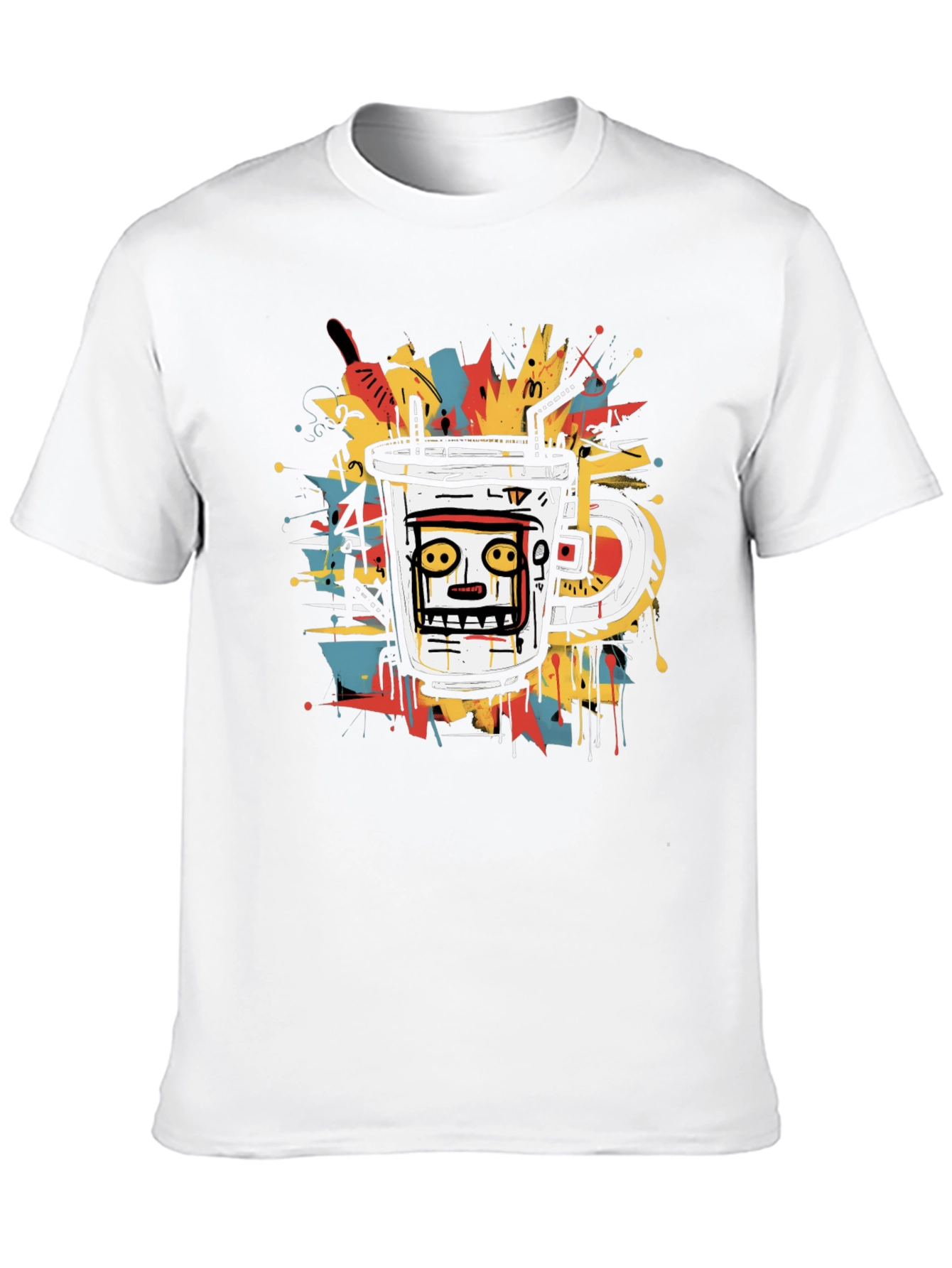 Abstract Coffee Cup Graphic Tee - Black